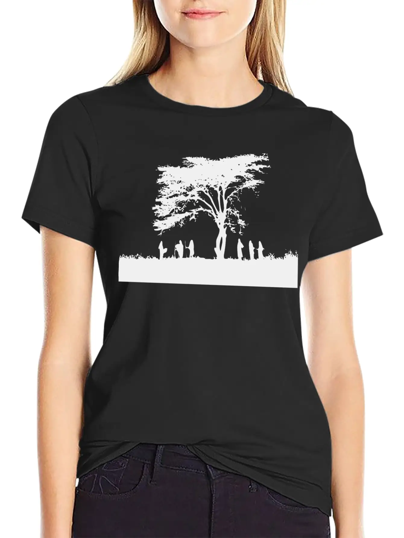 TREE AND PEOPLE SHADOW Breathable Soft Cotton T-Shirt – Timeless Casual Look