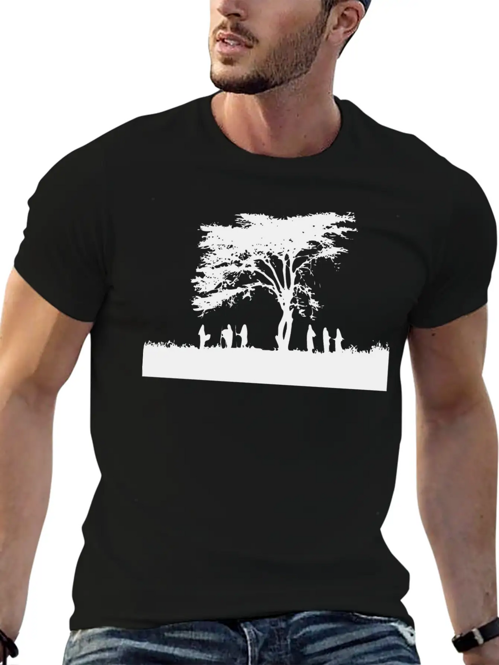 TREE AND PEOPLE SHADOW Breathable Soft Cotton T-Shirt – Timeless Casual Look