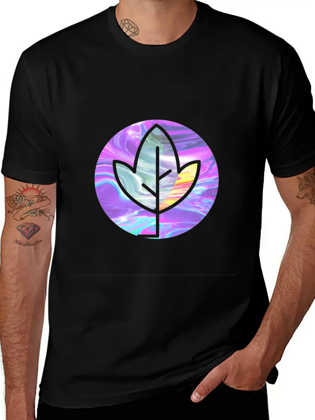 Tree Holographic Iridescent Vibe Breathable Soft Cotton T-Shirt – Timeless Casual Look