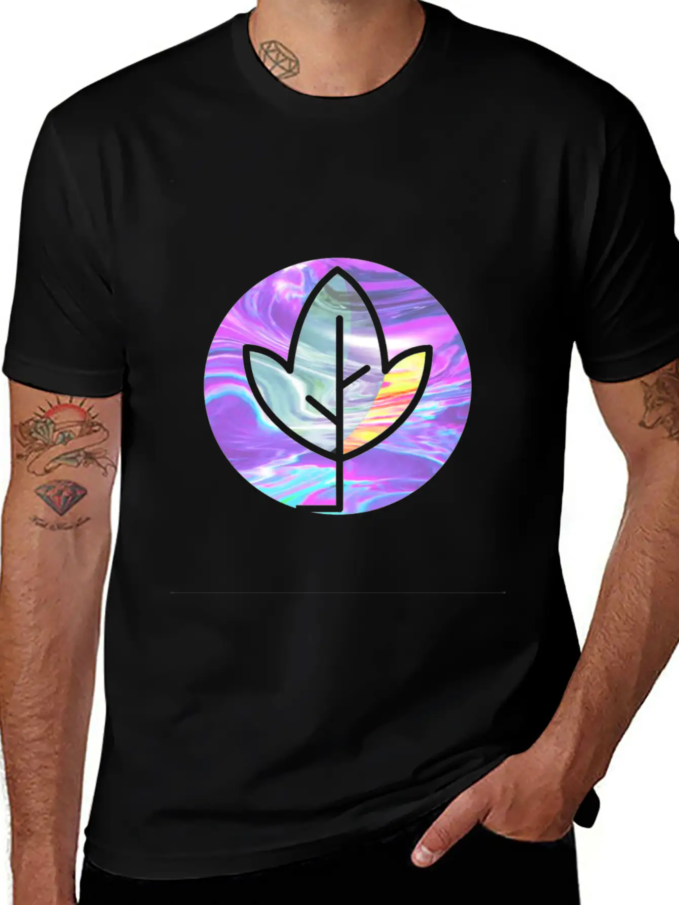 Tree Holographic Iridescent Vibe Breathable Soft Cotton T-Shirt – Timeless Casual Look