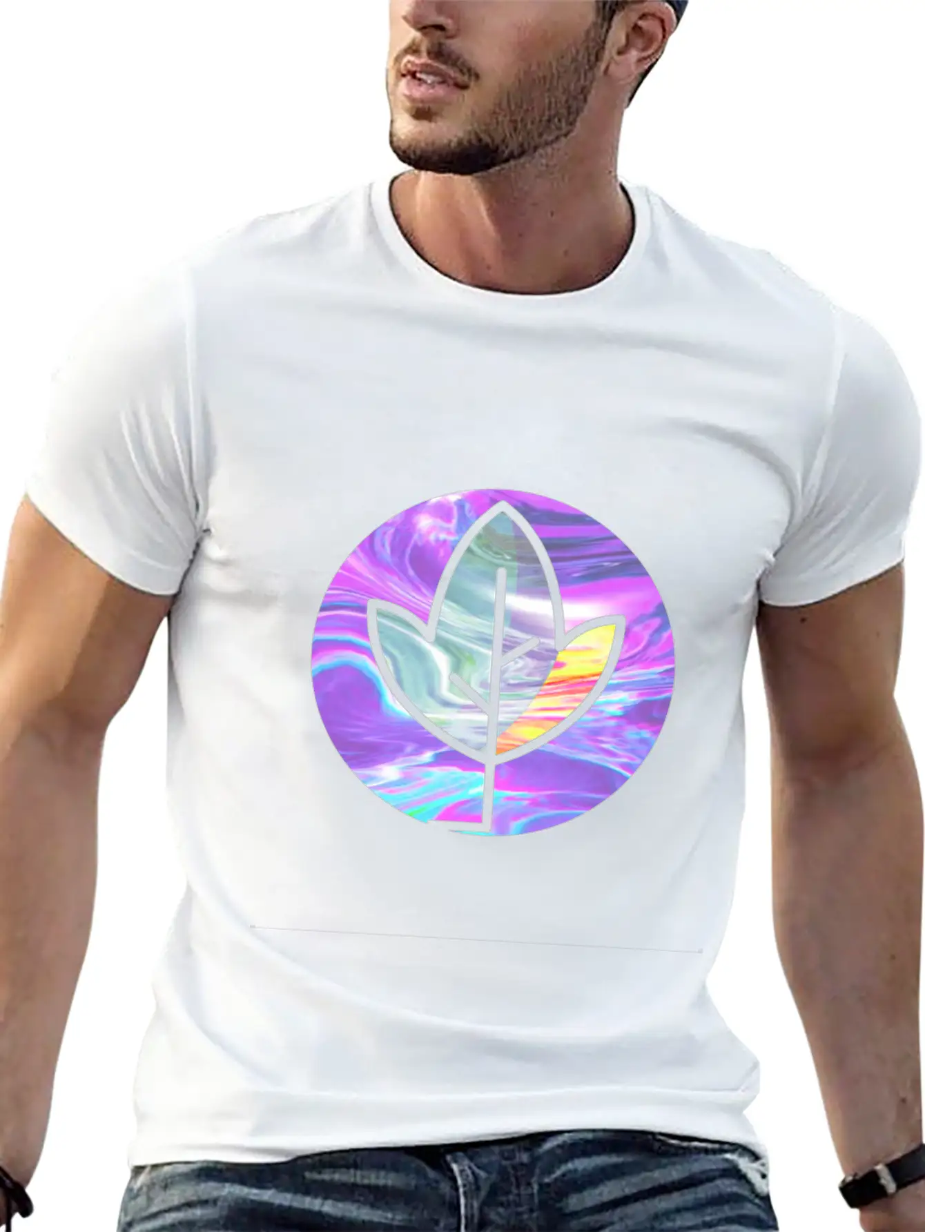 Tree Holographic Iridescent Vibe Breathable Soft Cotton T-Shirt – Timeless Casual Look