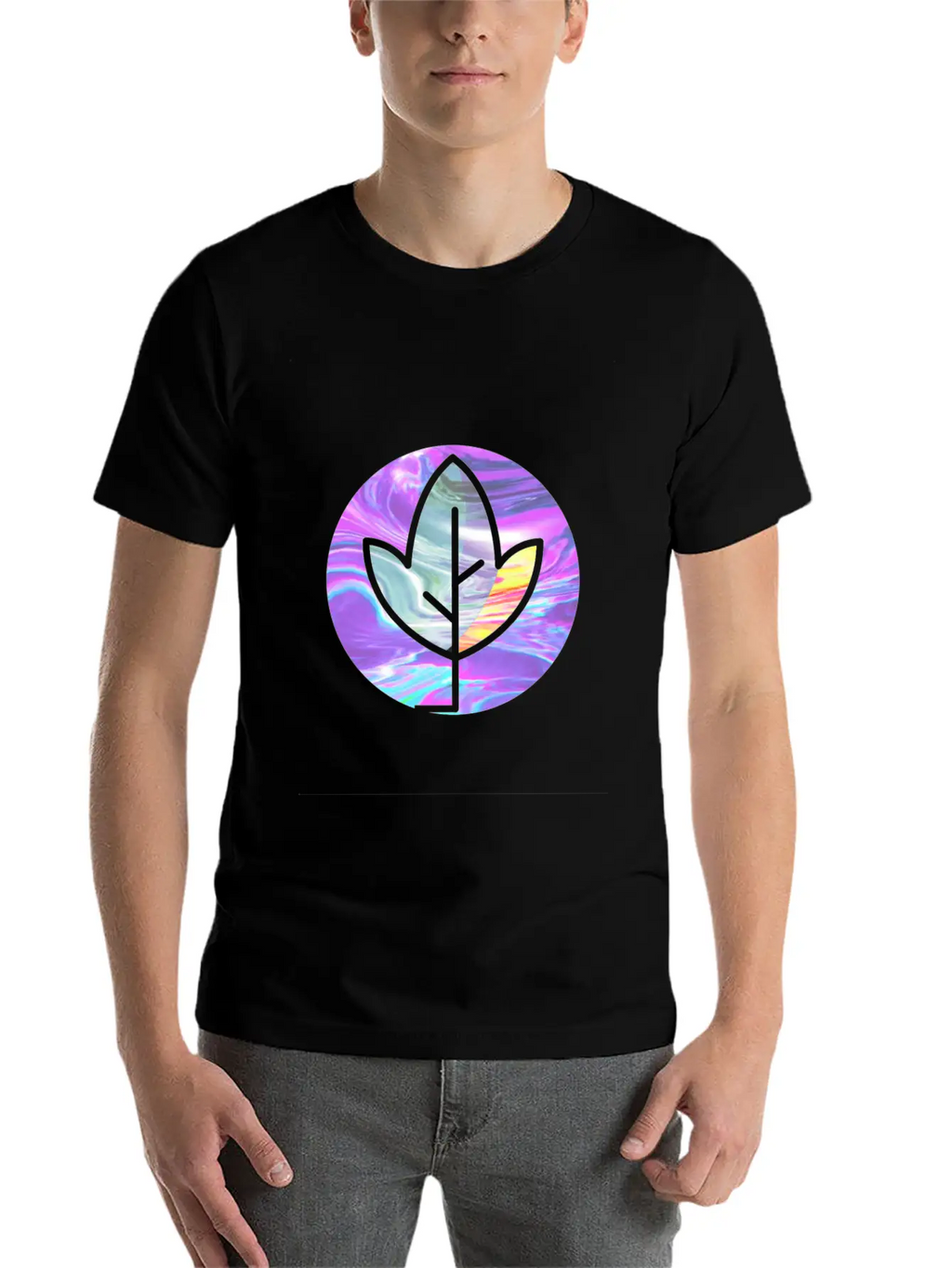 Tree Holographic Iridescent Vibe Breathable Soft Cotton T-Shirt – Timeless Casual Look