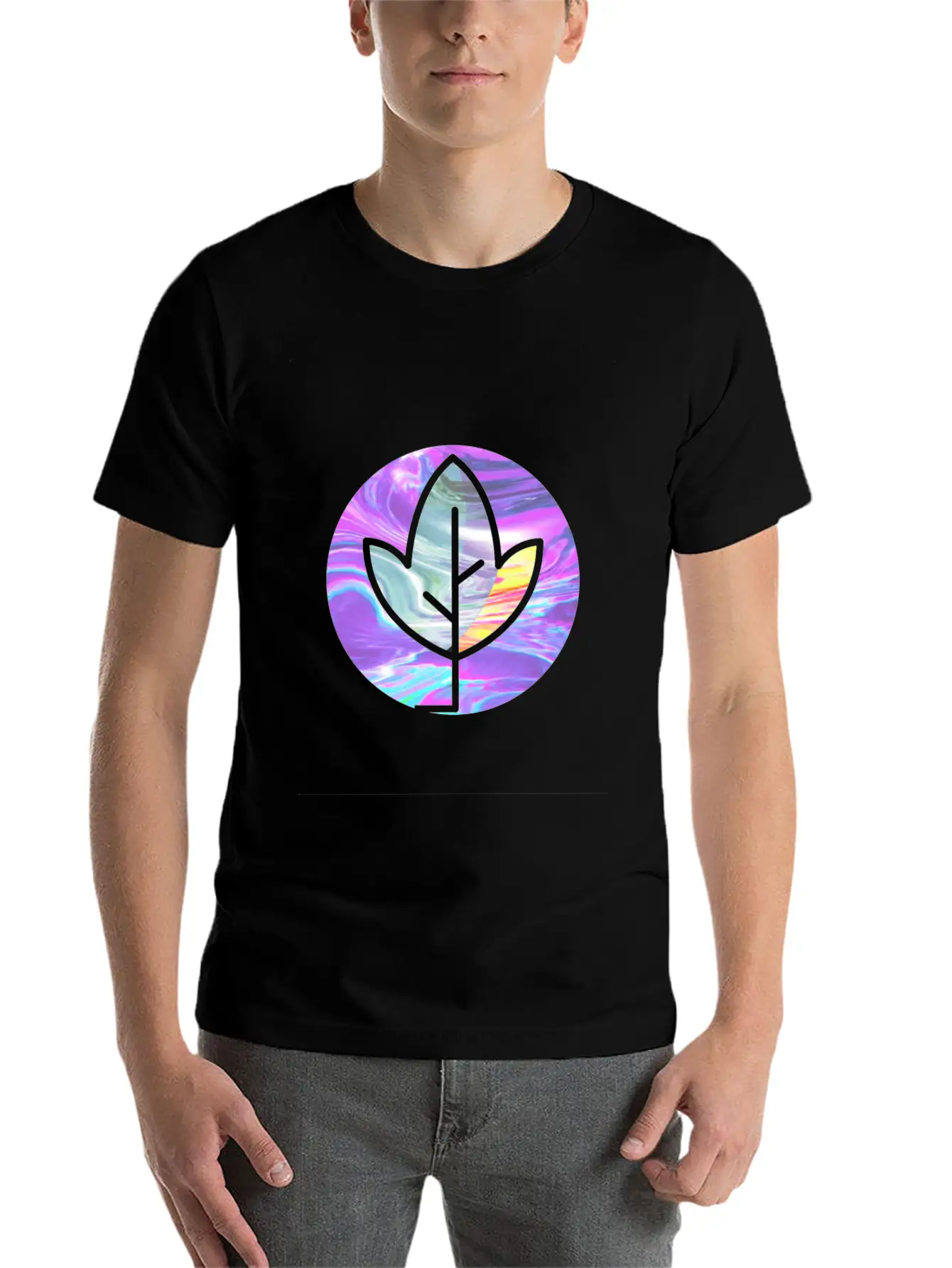 Tree Holographic Iridescent Vibe Breathable Soft Cotton T-Shirt – Timeless Casual Look