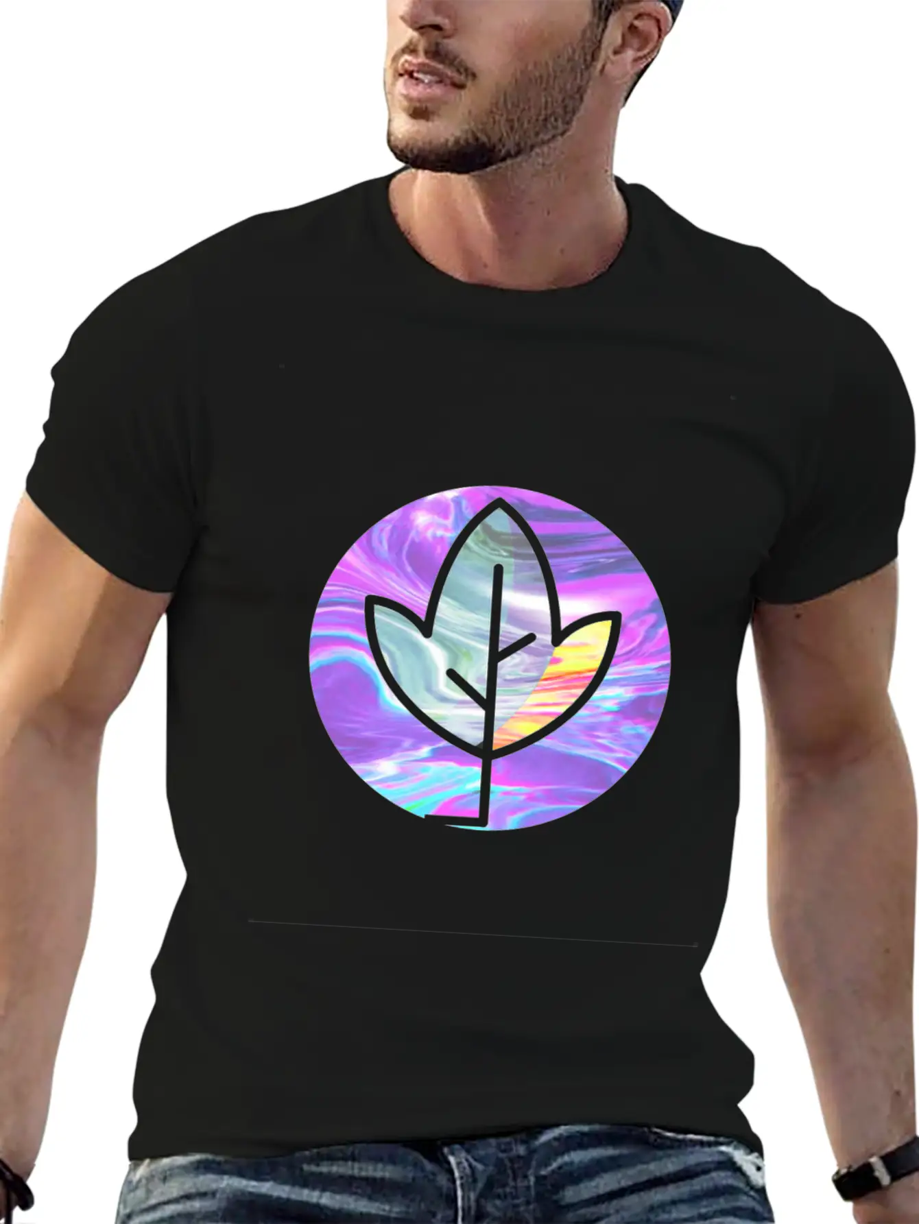 Tree Holographic Iridescent Vibe Breathable Soft Cotton T-Shirt – Timeless Casual Look