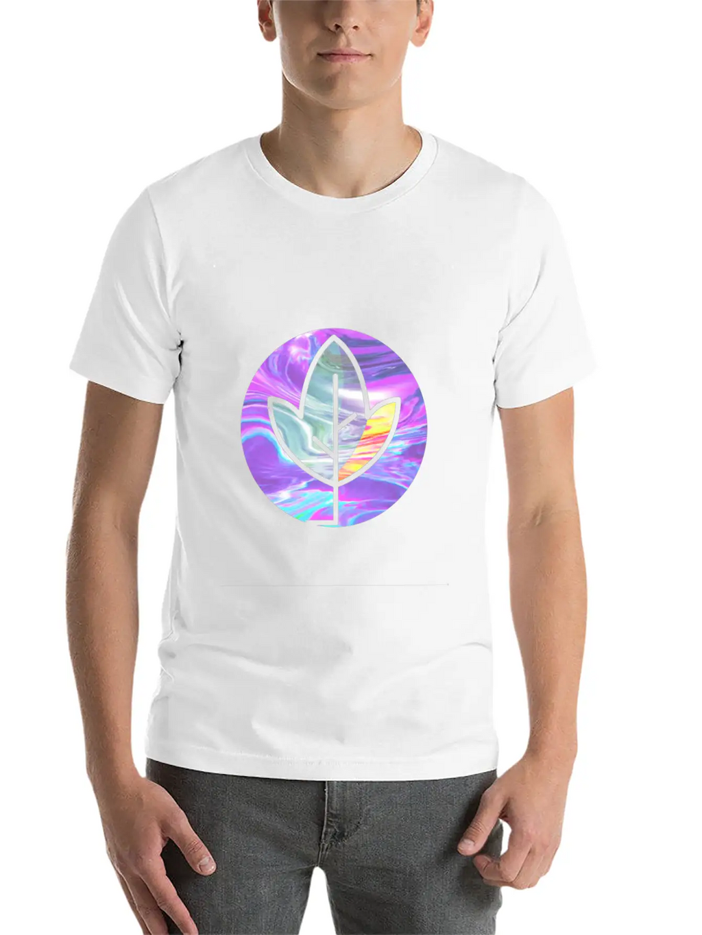 Tree Holographic Iridescent Vibe Breathable Soft Cotton T-Shirt – Timeless Casual Look