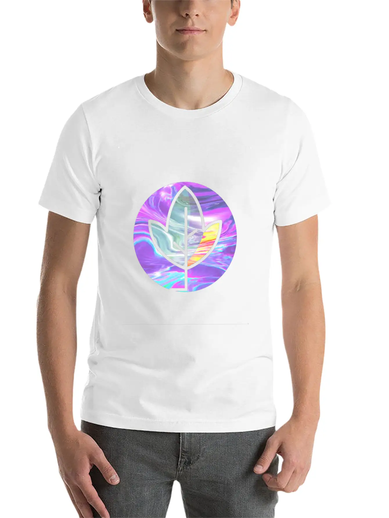 Tree Holographic Iridescent Vibe Breathable Soft Cotton T-Shirt – Timeless Casual Look