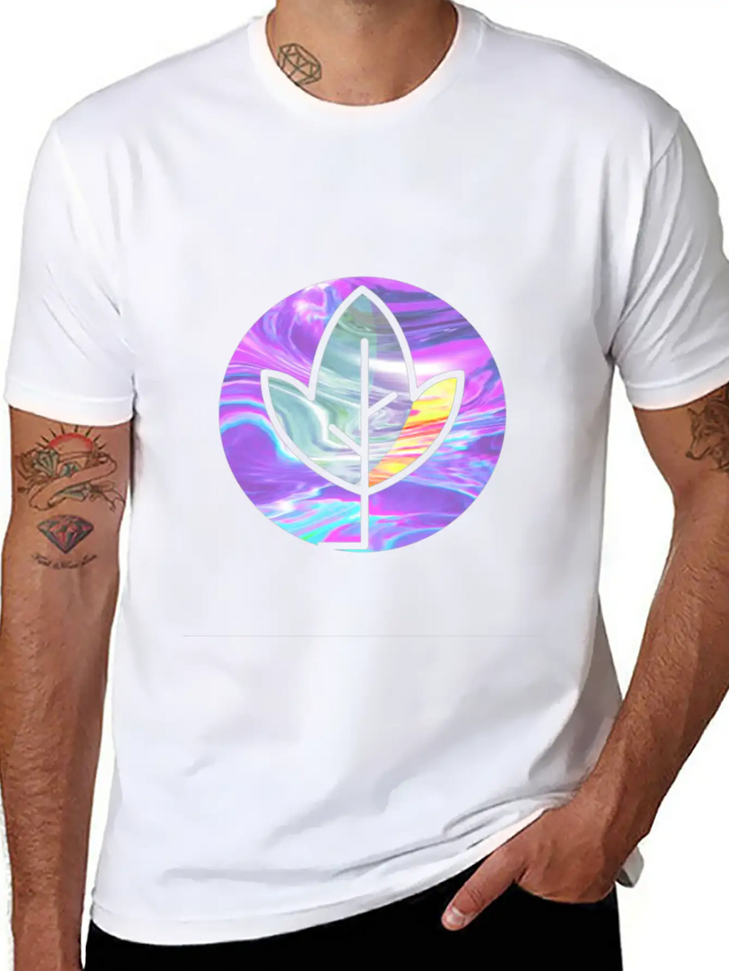 Tree Holographic Iridescent Vibe Breathable Soft Cotton T-Shirt – Timeless Casual Look
