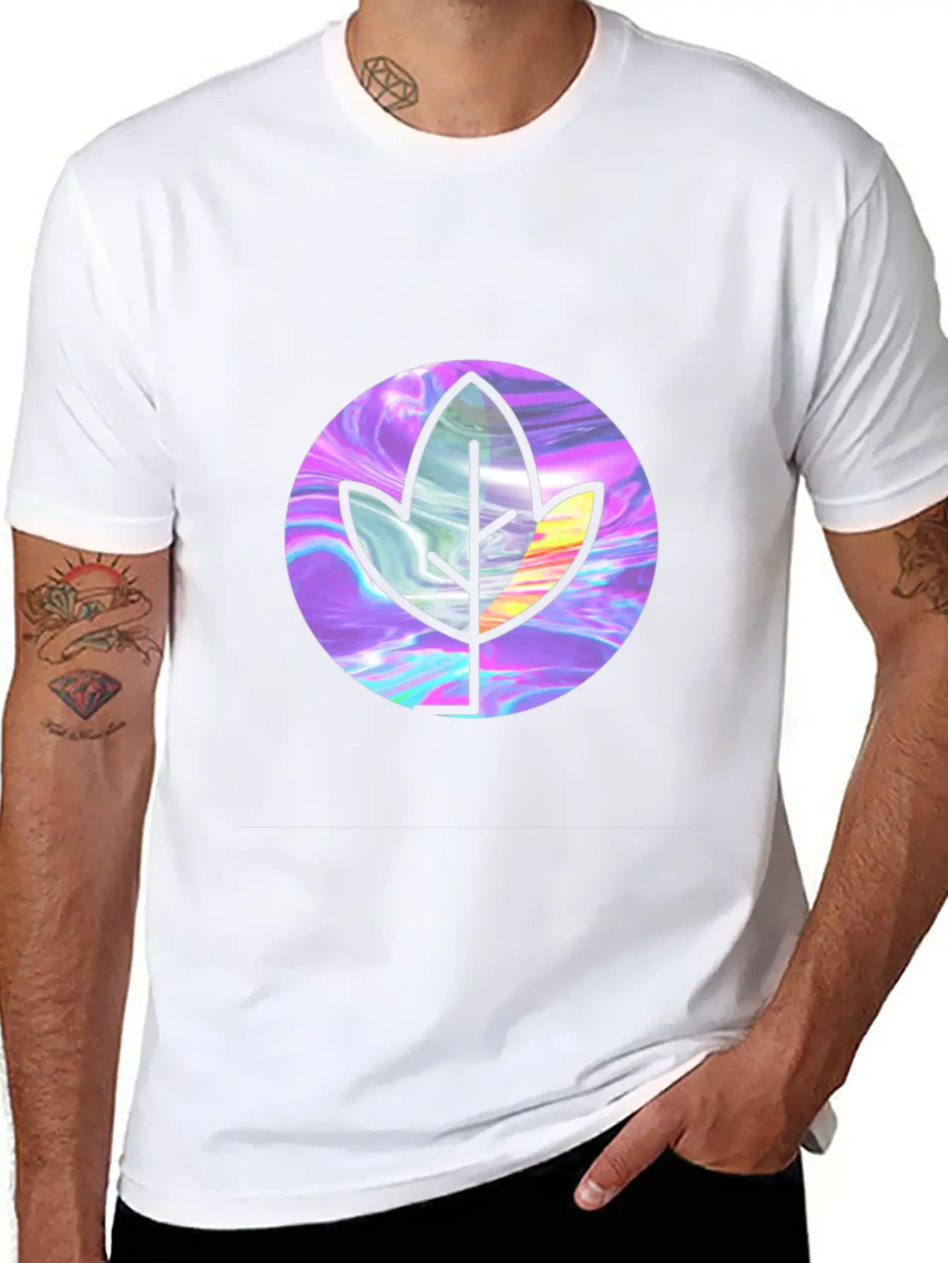 Tree Holographic Iridescent Vibe Breathable Soft Cotton T-Shirt – Timeless Casual Look