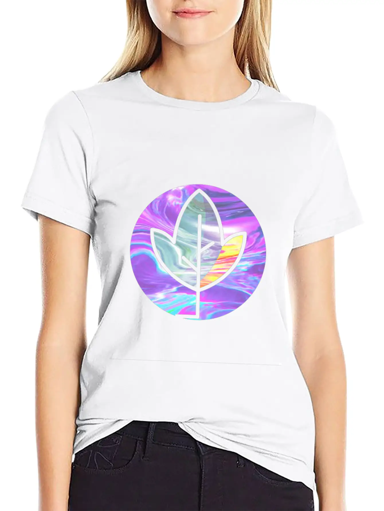 Tree Holographic Iridescent Vibe Breathable Soft Cotton T-Shirt – Timeless Casual Look