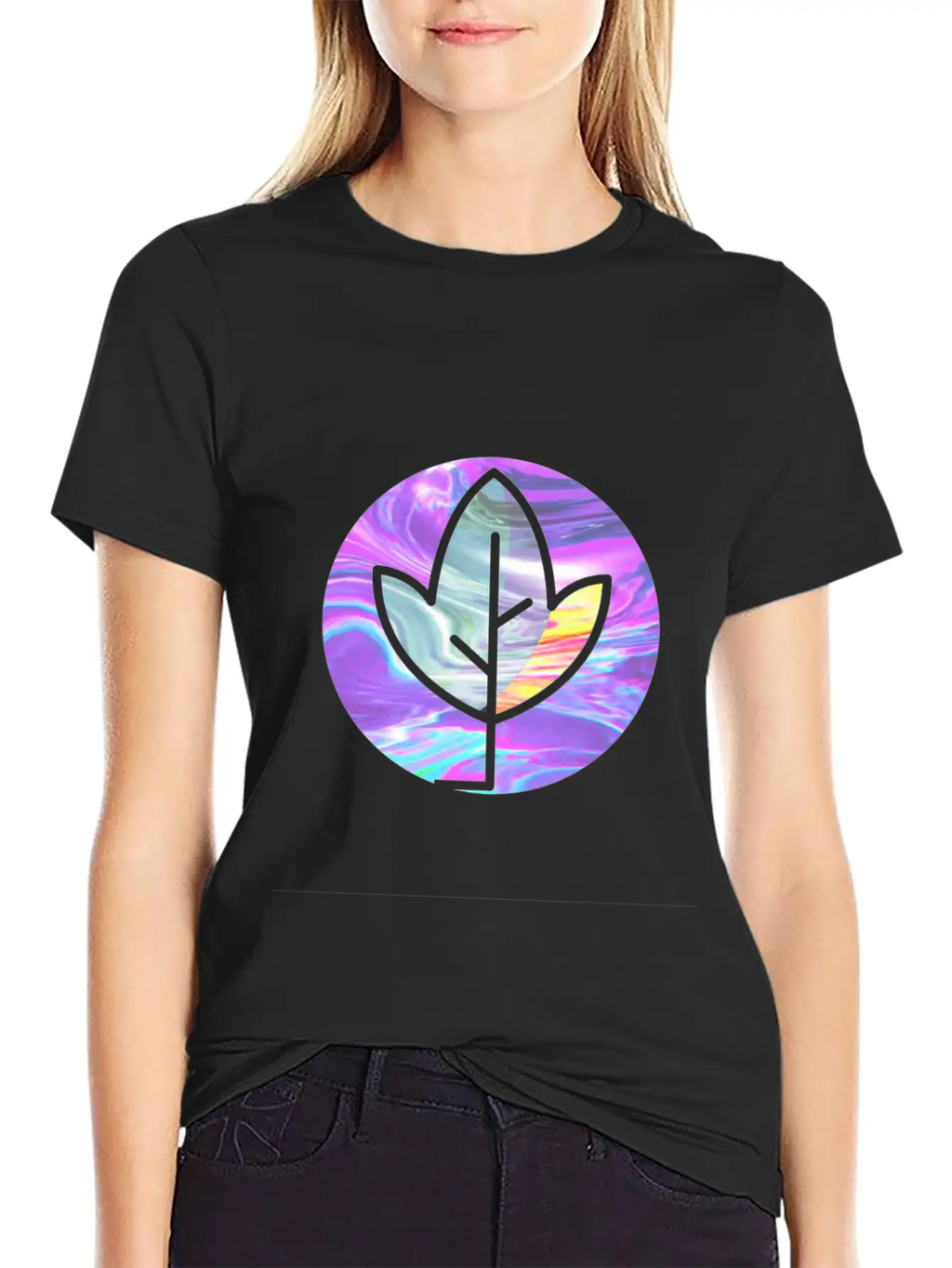Tree Holographic Iridescent Vibe Breathable Soft Cotton T-Shirt – Timeless Casual Look