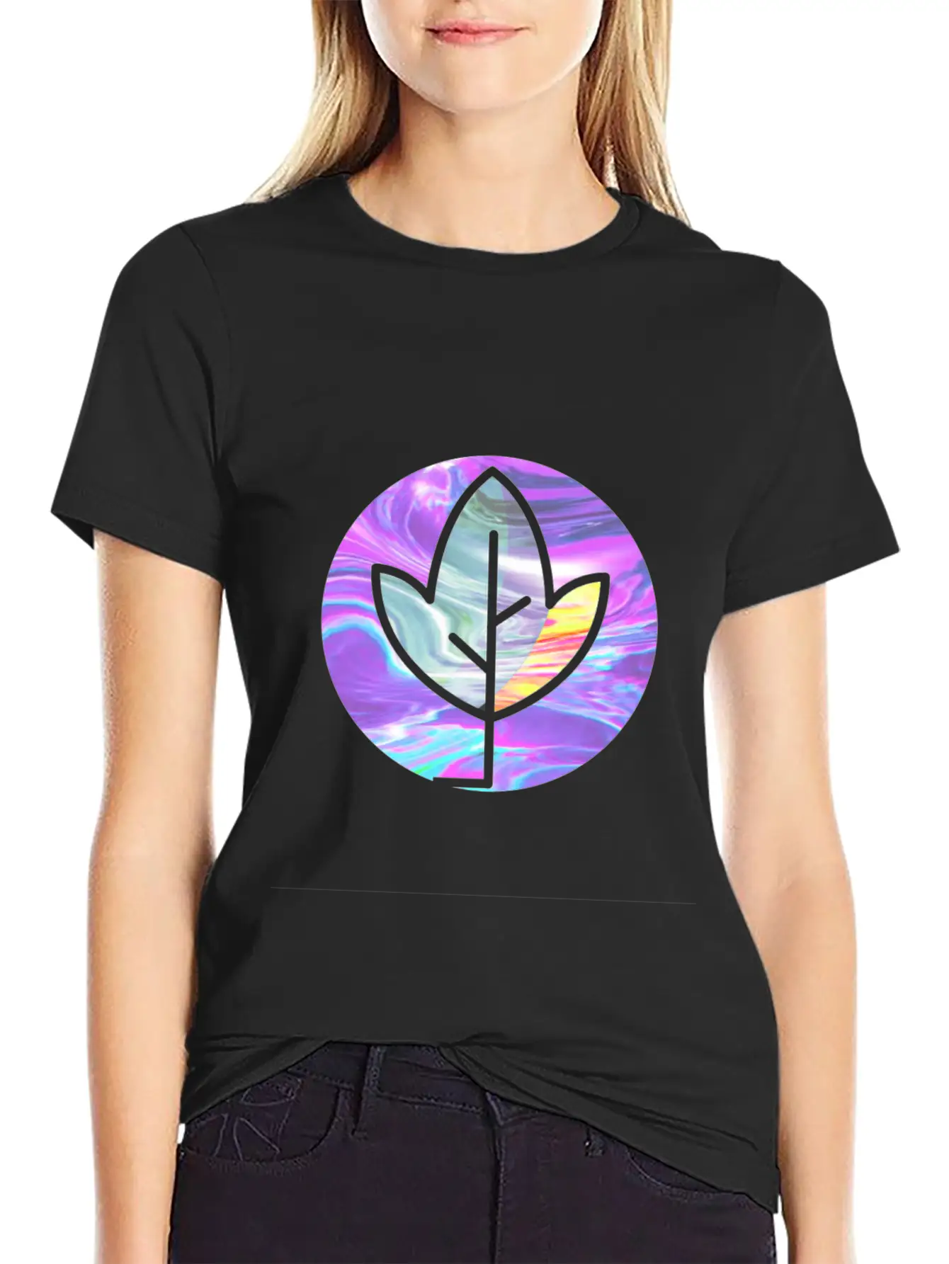Tree Holographic Iridescent Vibe Breathable Soft Cotton T-Shirt – Timeless Casual Look