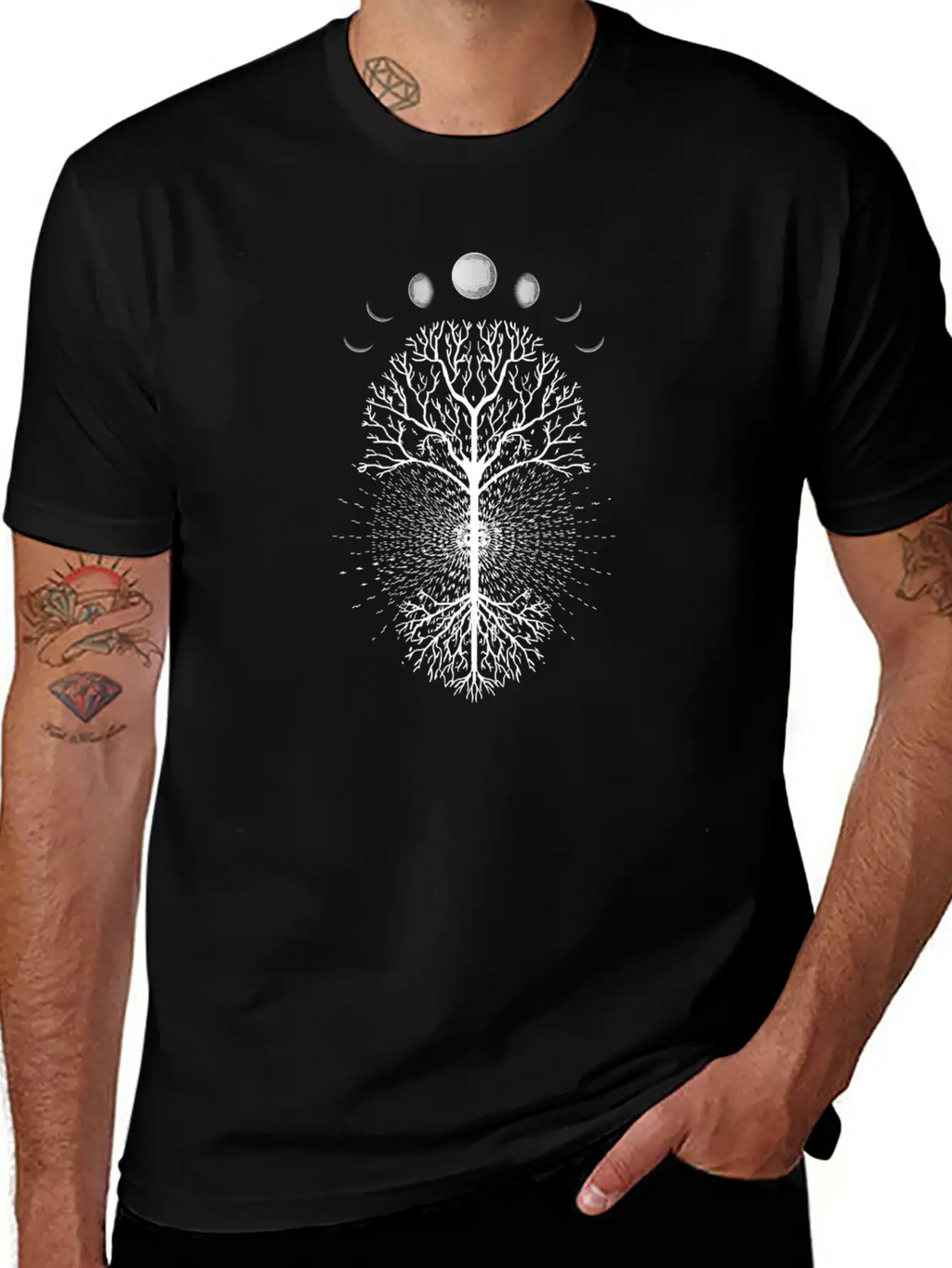 Tree Of Life Moons Phases Cool Meditation Yoga Basic Graphic T-Shirt – Daily Comfort In Soft Cotton