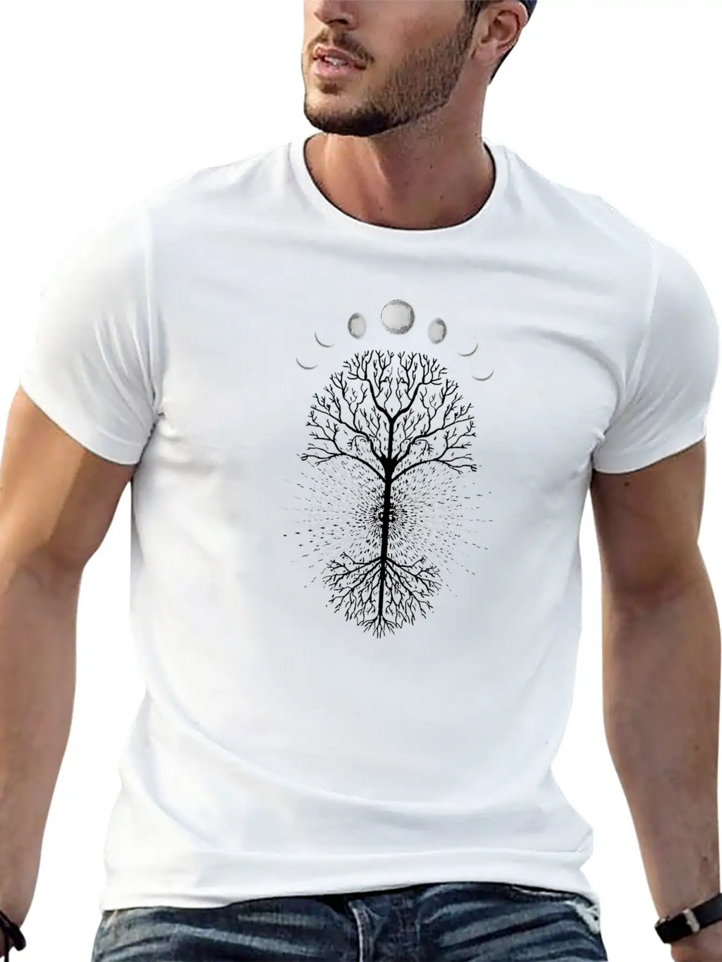 Tree Of Life Moons Phases Cool Meditation Yoga Basic Graphic T-Shirt – Daily Comfort In Soft Cotton