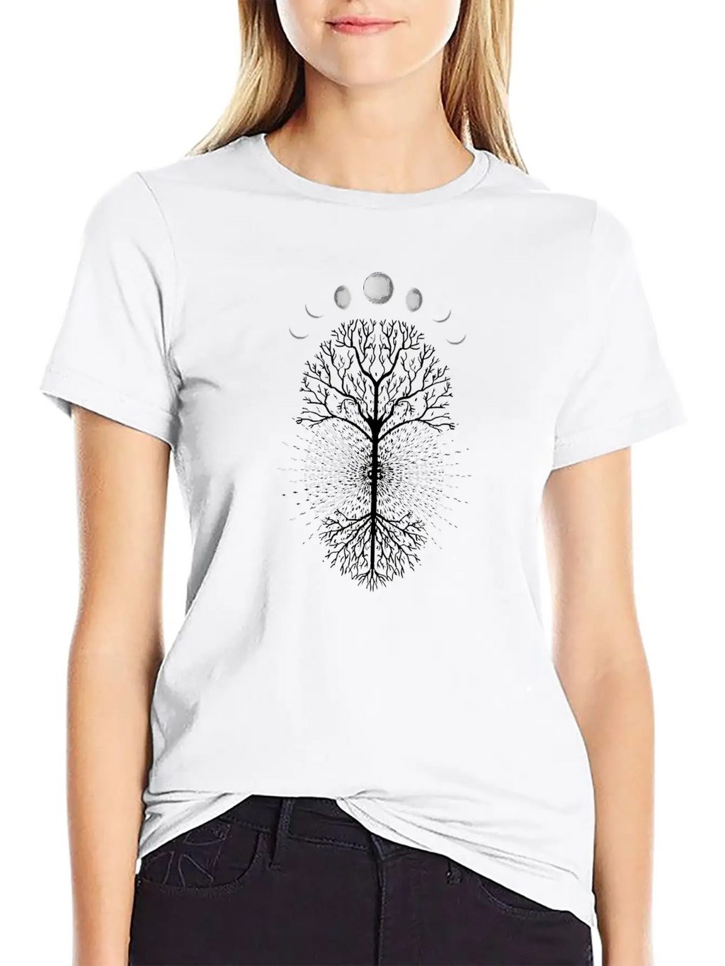 Tree Of Life Moons Phases Cool Meditation Yoga Basic Graphic T-Shirt – Daily Comfort In Soft Cotton