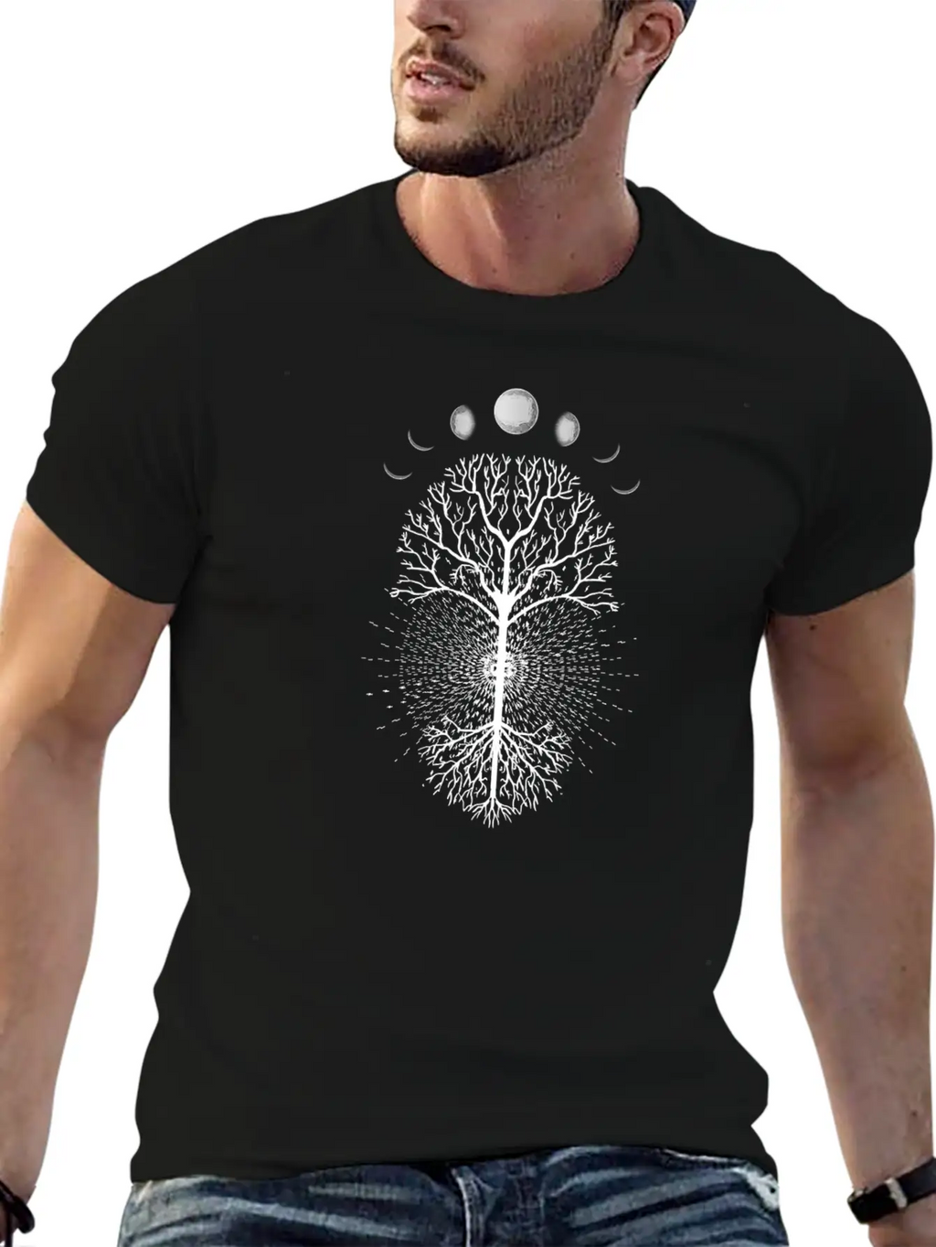 Tree Of Life Moons Phases Cool Meditation Yoga Basic Graphic T-Shirt – Daily Comfort In Soft Cotton