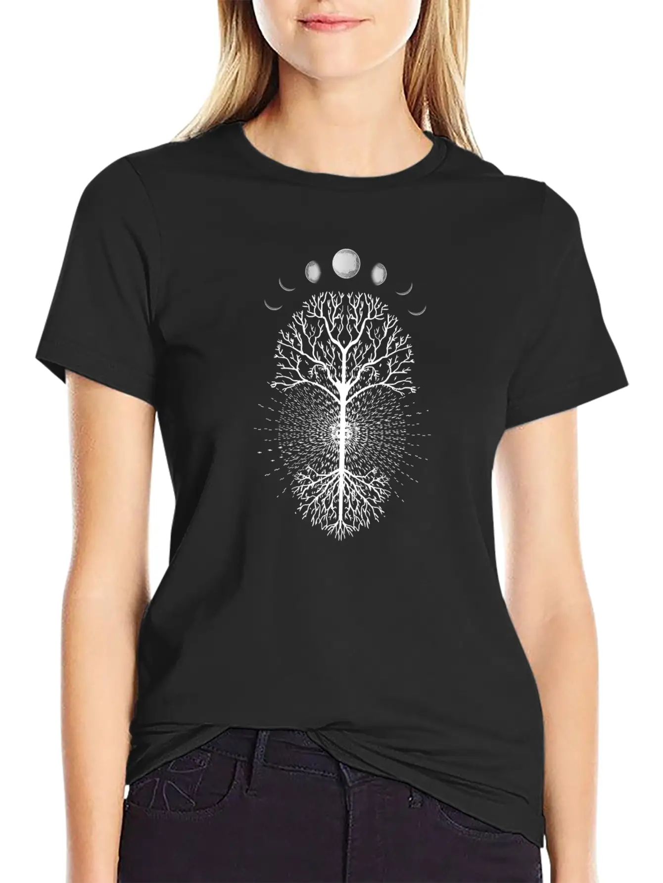 Tree Of Life Moons Phases Cool Meditation Yoga Basic Graphic T-Shirt – Daily Comfort In Soft Cotton