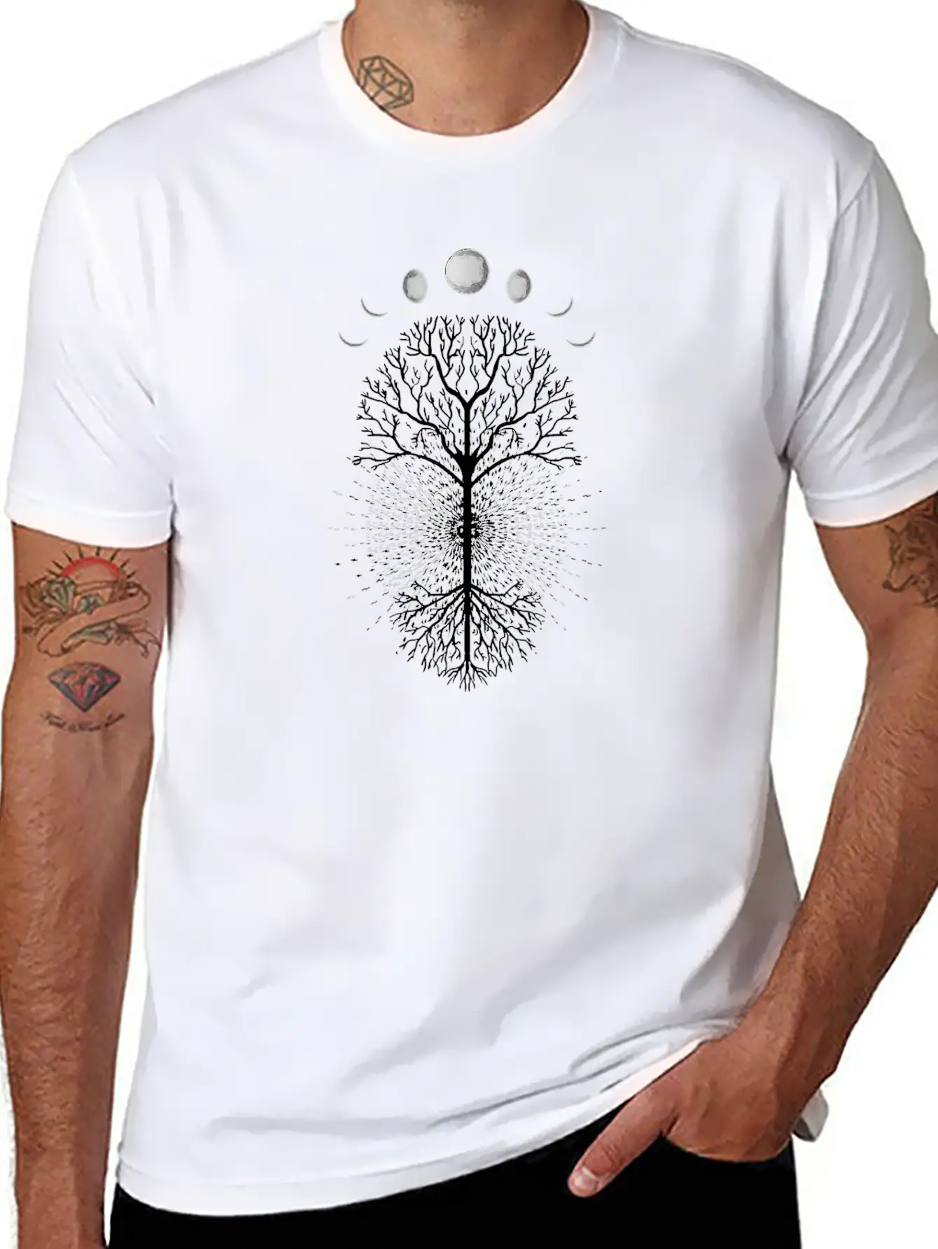 Tree Of Life Moons Phases Cool Meditation Yoga Basic Graphic T-Shirt – Daily Comfort In Soft Cotton