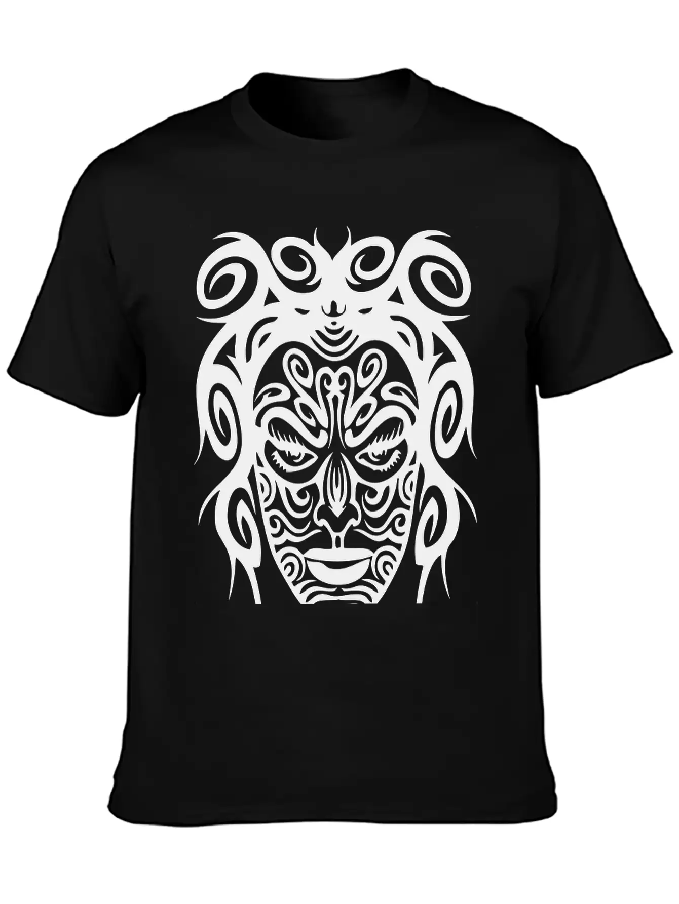 Tribal Face Basic Graphic T-Shirt – Daily Comfort In Soft Cotton