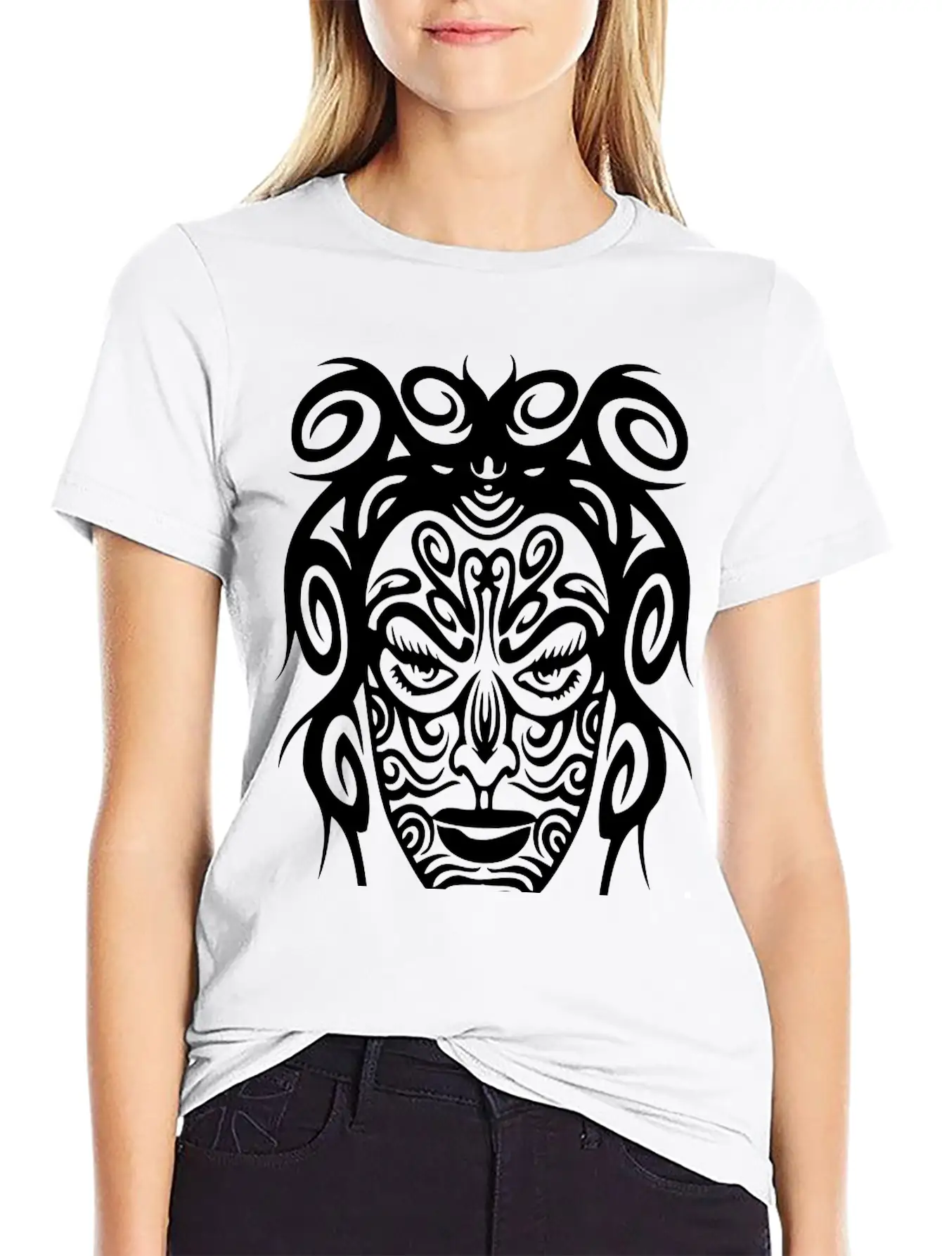 Tribal Face Basic Graphic T-Shirt – Daily Comfort In Soft Cotton