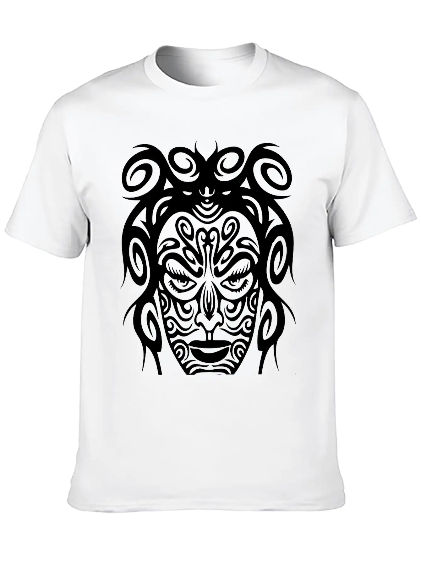 Tribal Face Basic Graphic T-Shirt – Daily Comfort In Soft Cotton
