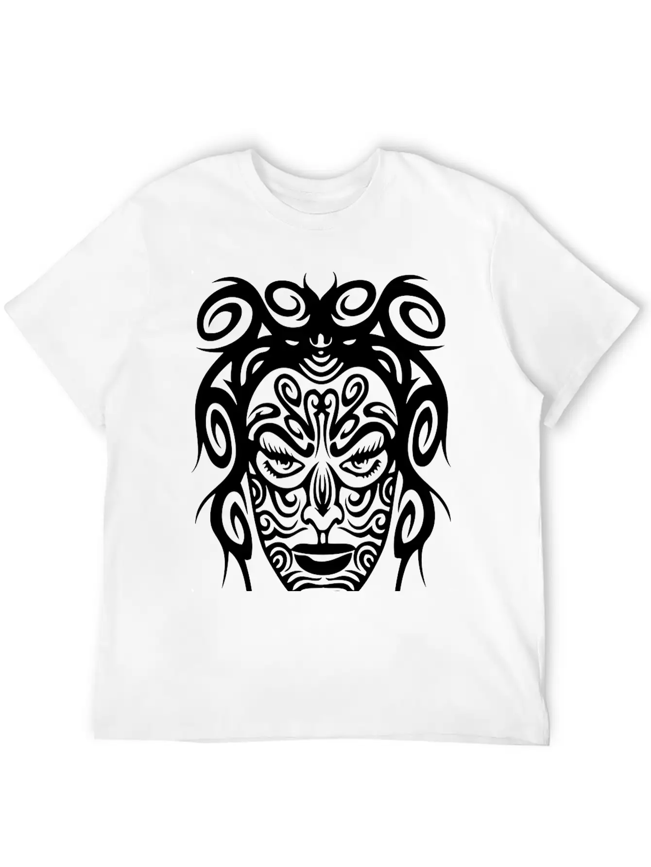 Tribal Face Basic Graphic T-Shirt – Daily Comfort In Soft Cotton