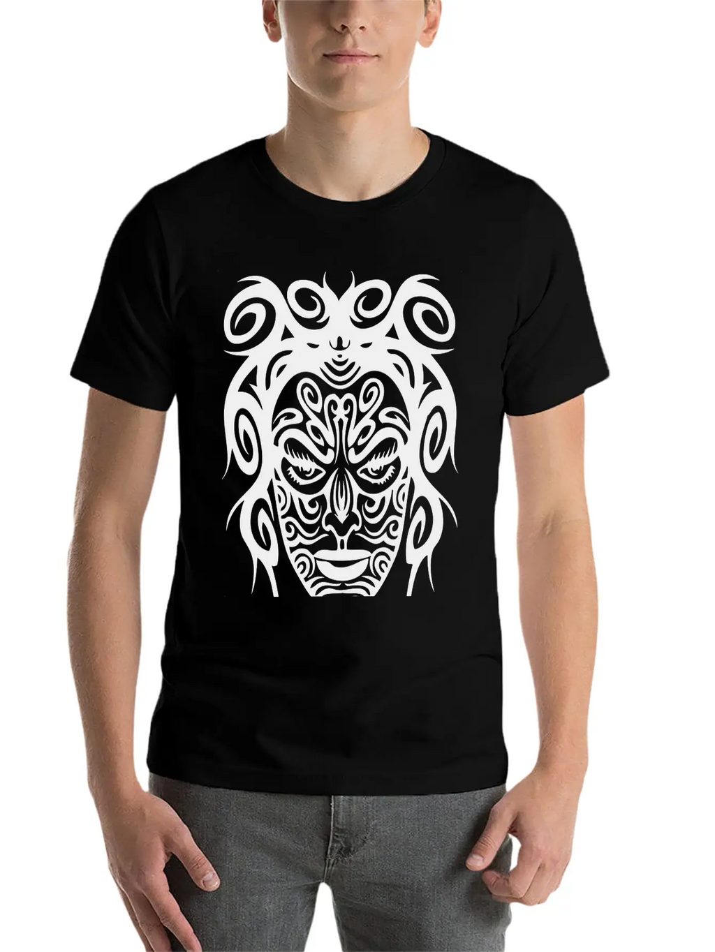 Tribal Face Basic Graphic T-Shirt – Daily Comfort In Soft Cotton