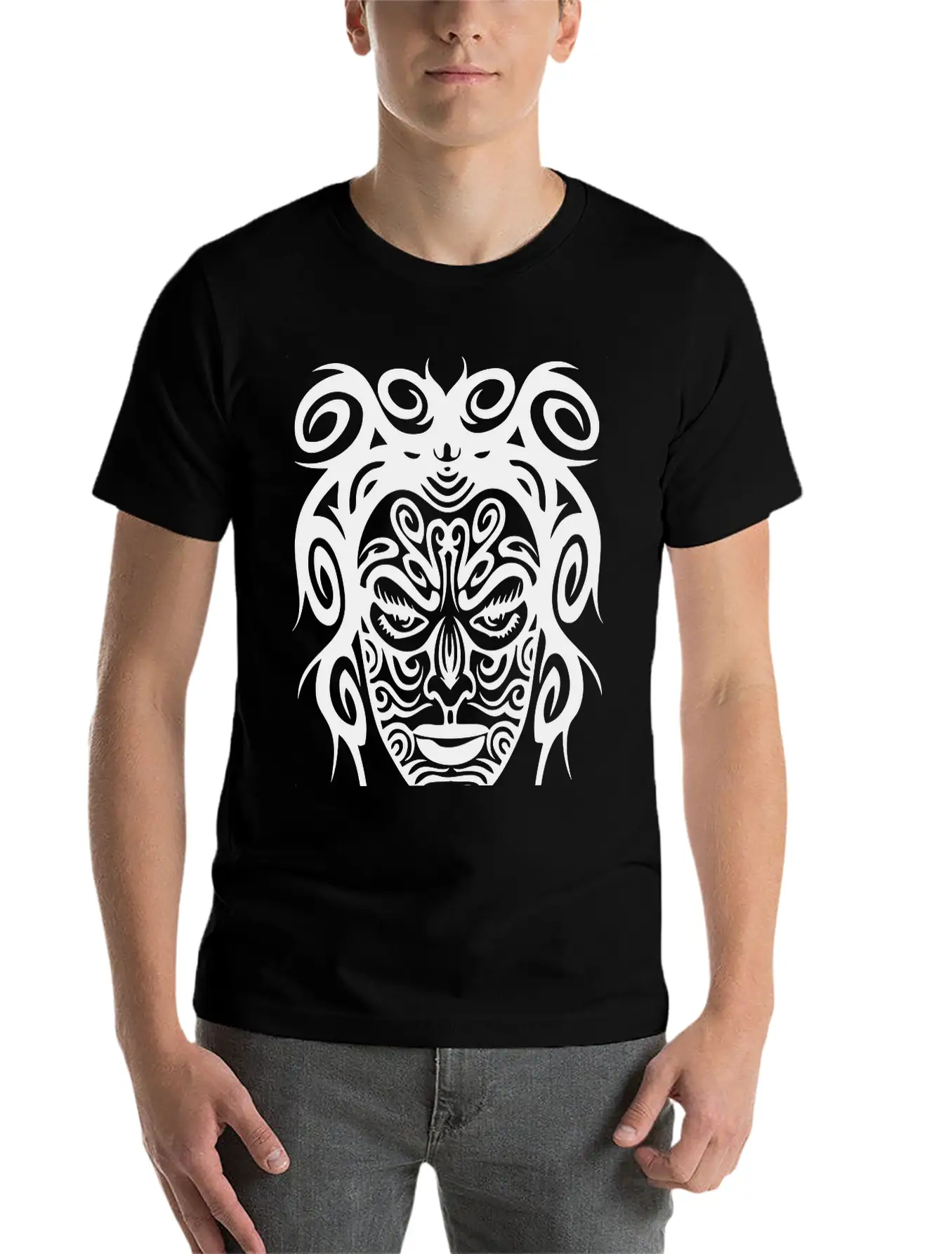 Tribal Face Basic Graphic T-Shirt – Daily Comfort In Soft Cotton