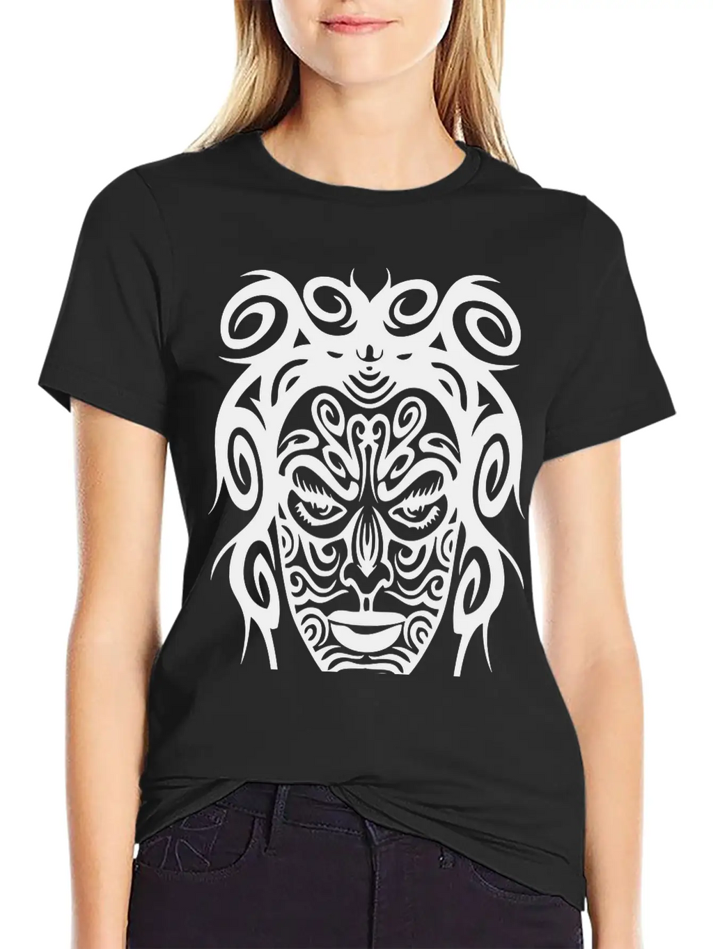 Tribal Face Basic Graphic T-Shirt – Daily Comfort In Soft Cotton