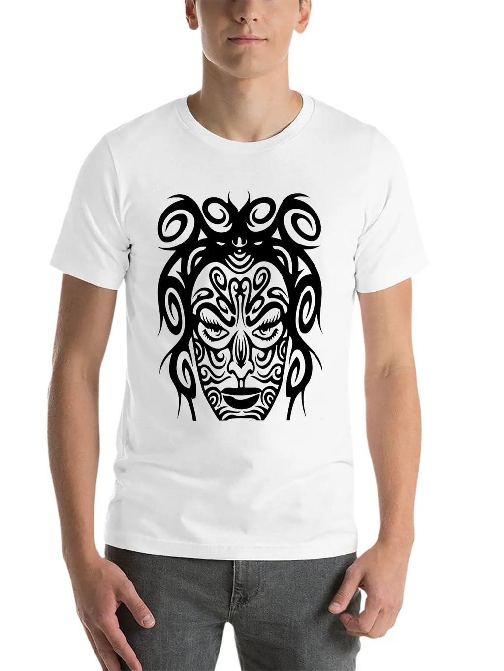 Tribal Face Basic Graphic T-Shirt – Daily Comfort In Soft Cotton