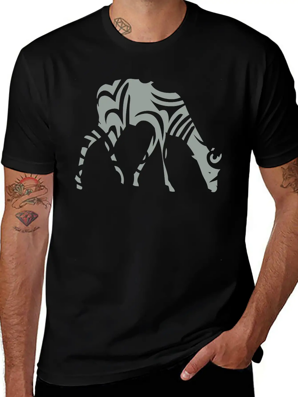 Tribal Gazelle Wild Animal Designs Stylish Everyday T-Shirt – Unisex Basic Cotton Tee