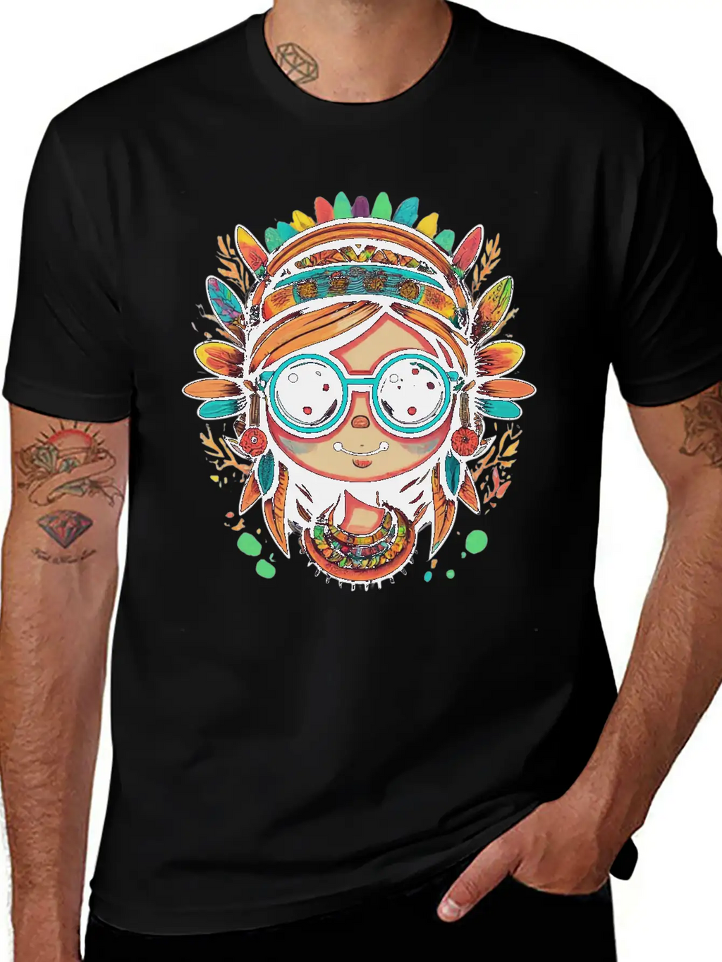 Tribal Girl Cartoon Unisex Casual T-Shirt – Clean Design For Daily Comfort