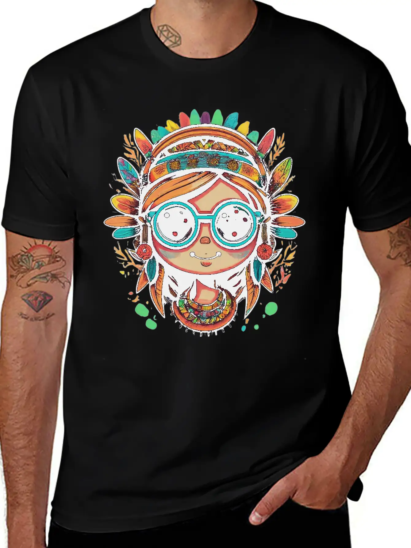 Tribal Girl Cartoon Unisex Casual T-Shirt – Clean Design For Daily Comfort