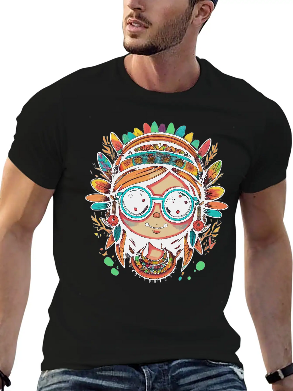 Tribal Girl Cartoon Unisex Casual T-Shirt – Clean Design For Daily Comfort