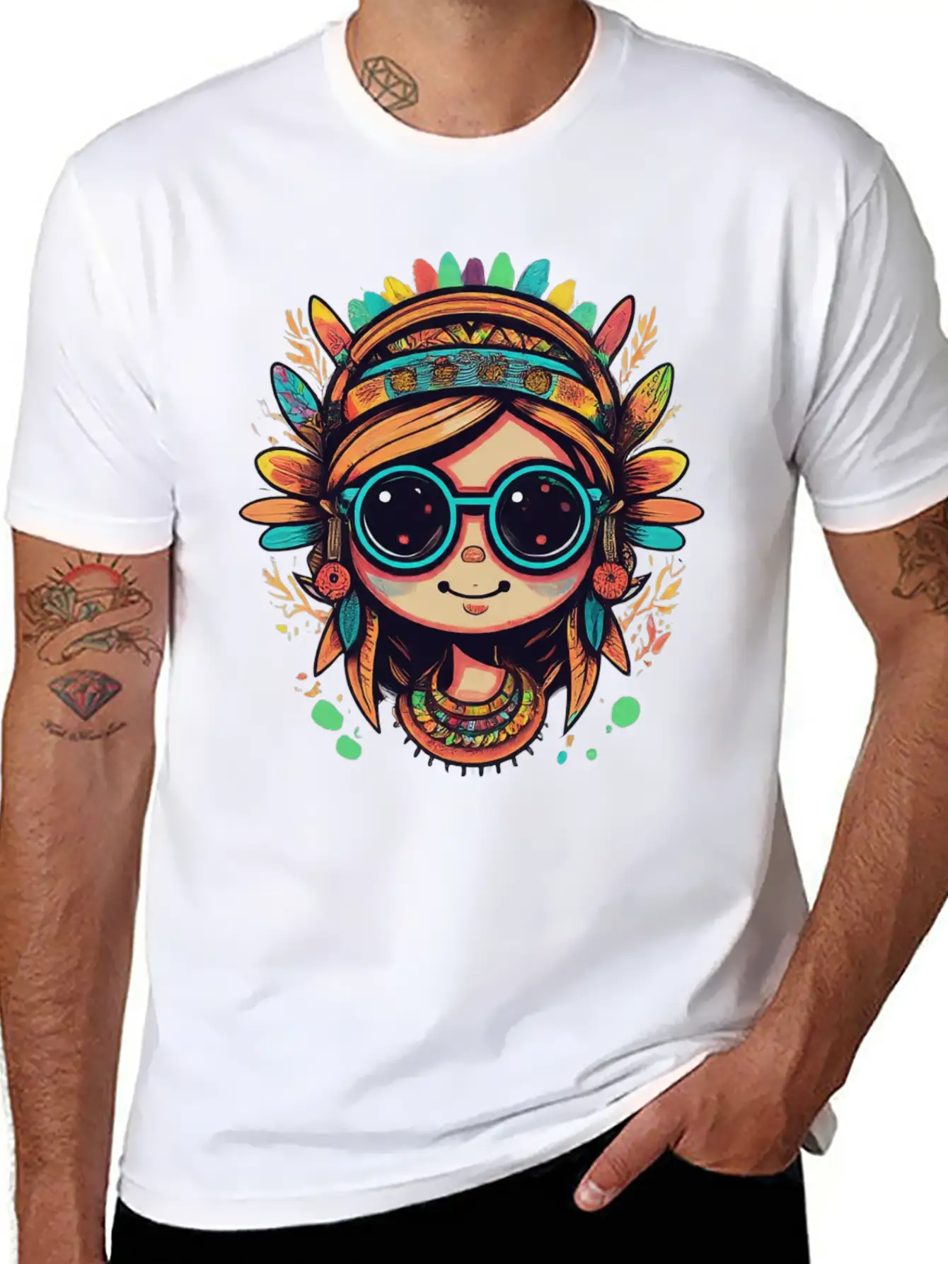 Tribal Girl Cartoon Unisex Casual T-Shirt – Clean Design For Daily Comfort