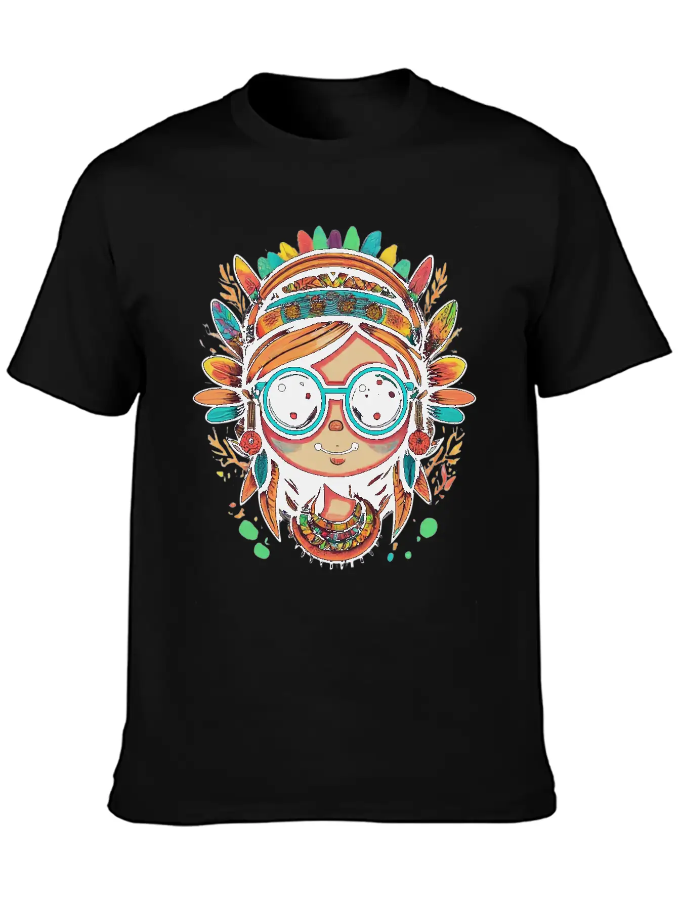 Tribal Girl Cartoon Unisex Casual T-Shirt – Clean Design For Daily Comfort
