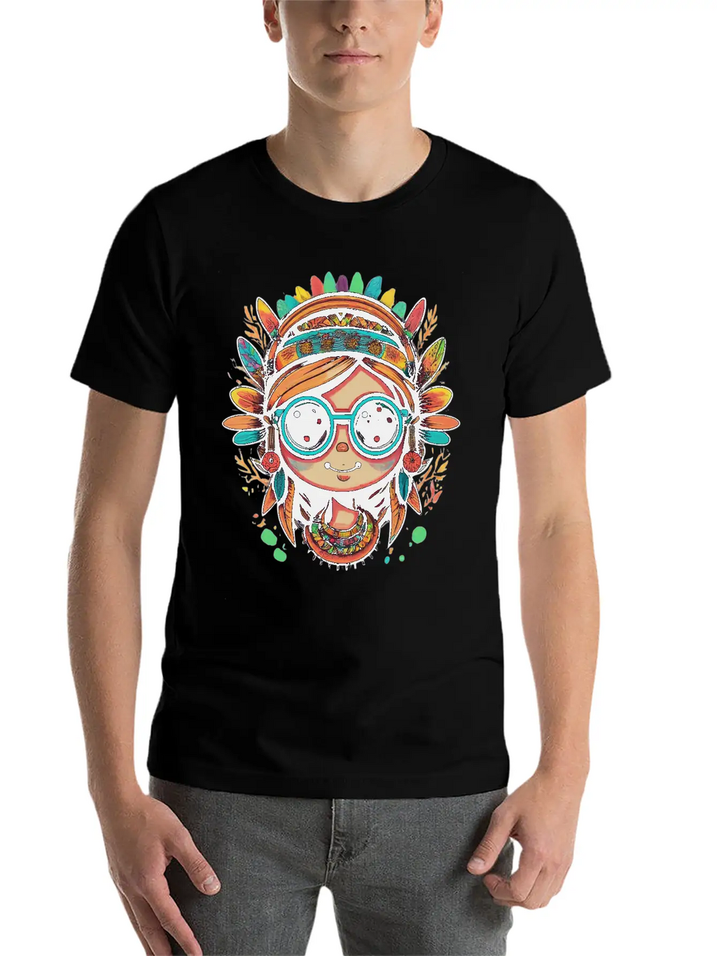 Tribal Girl Cartoon Unisex Casual T-Shirt – Clean Design For Daily Comfort