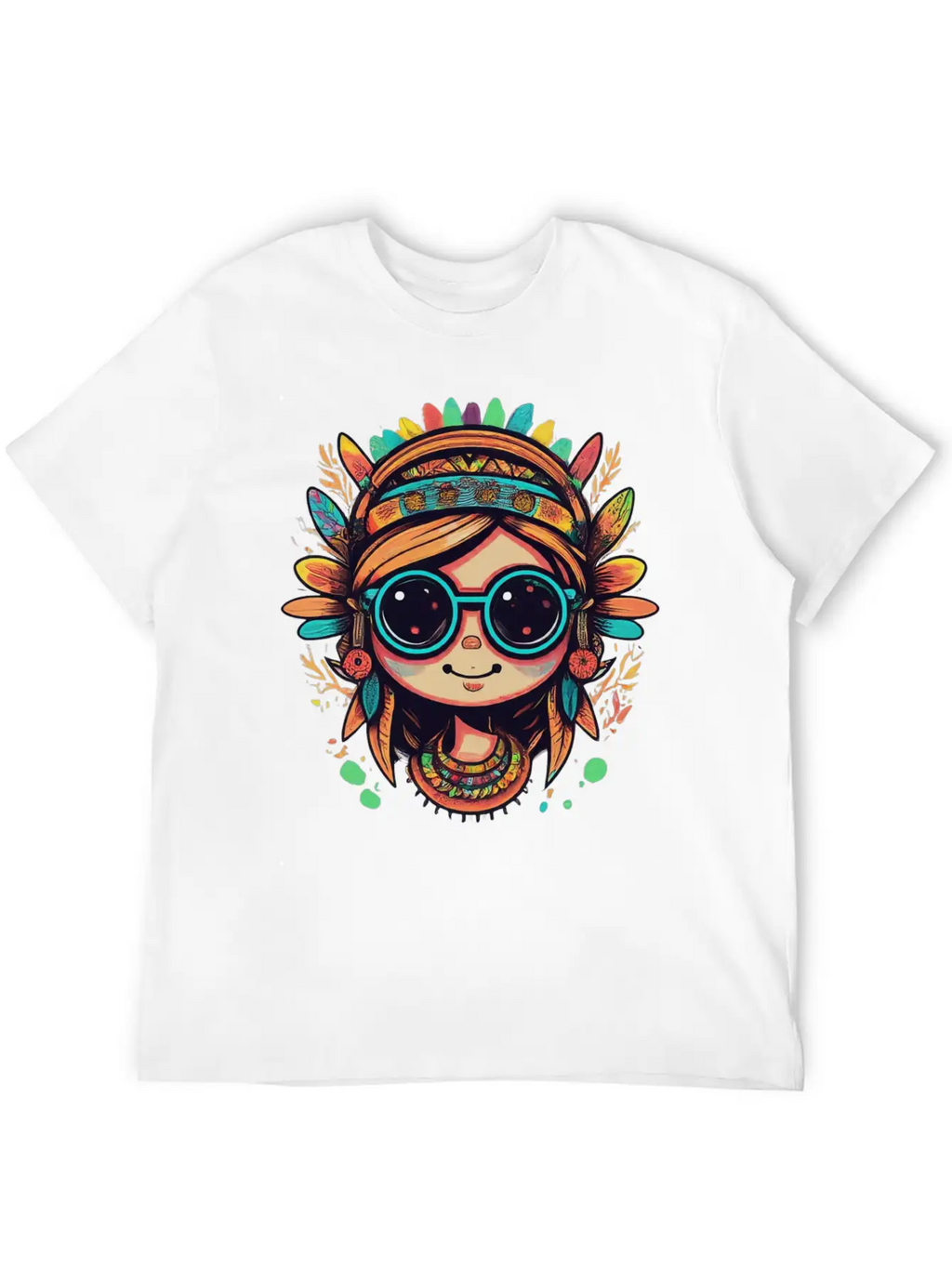 Tribal Girl Cartoon Unisex Casual T-Shirt – Clean Design For Daily Comfort