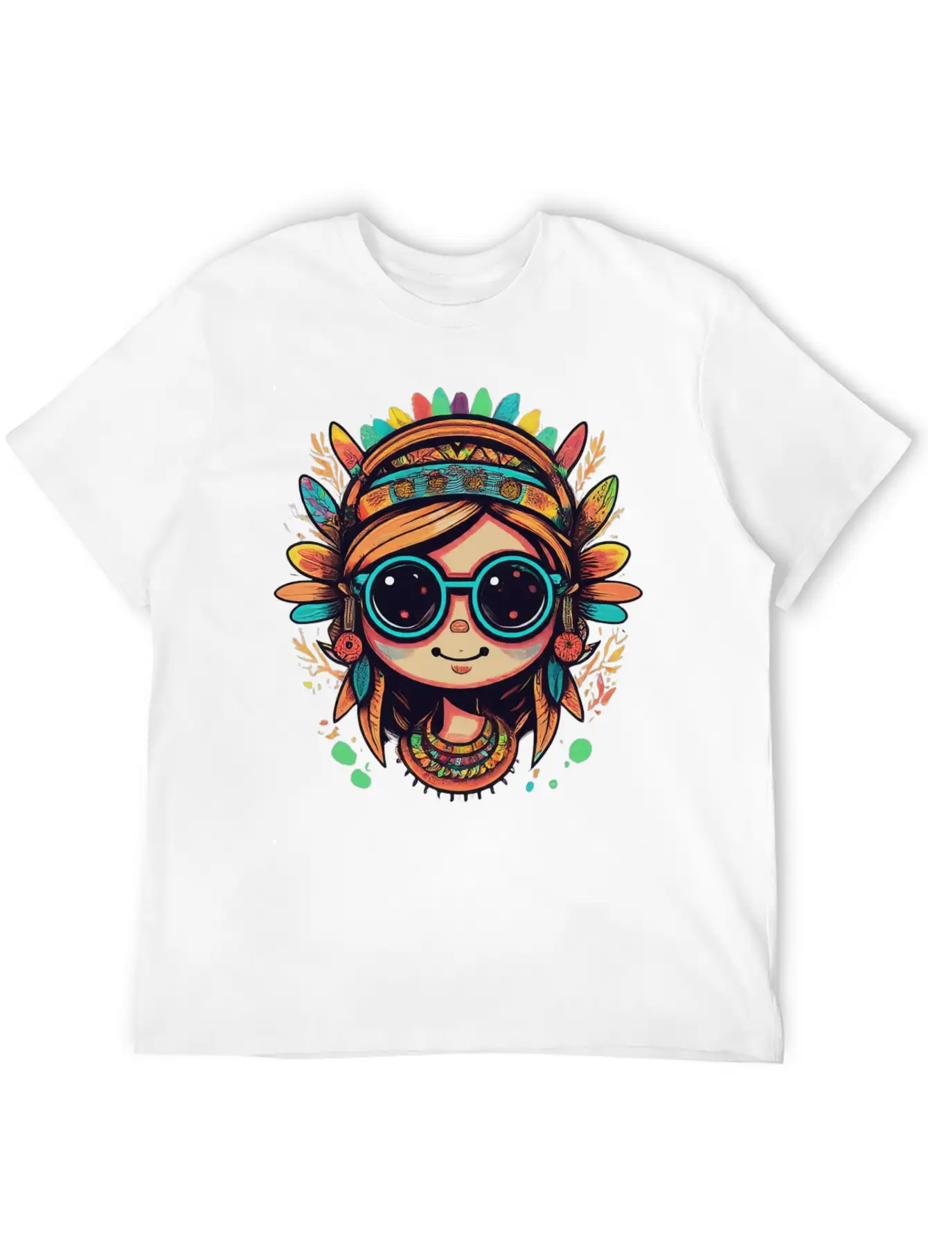 Tribal Girl Cartoon Unisex Casual T-Shirt – Clean Design For Daily Comfort