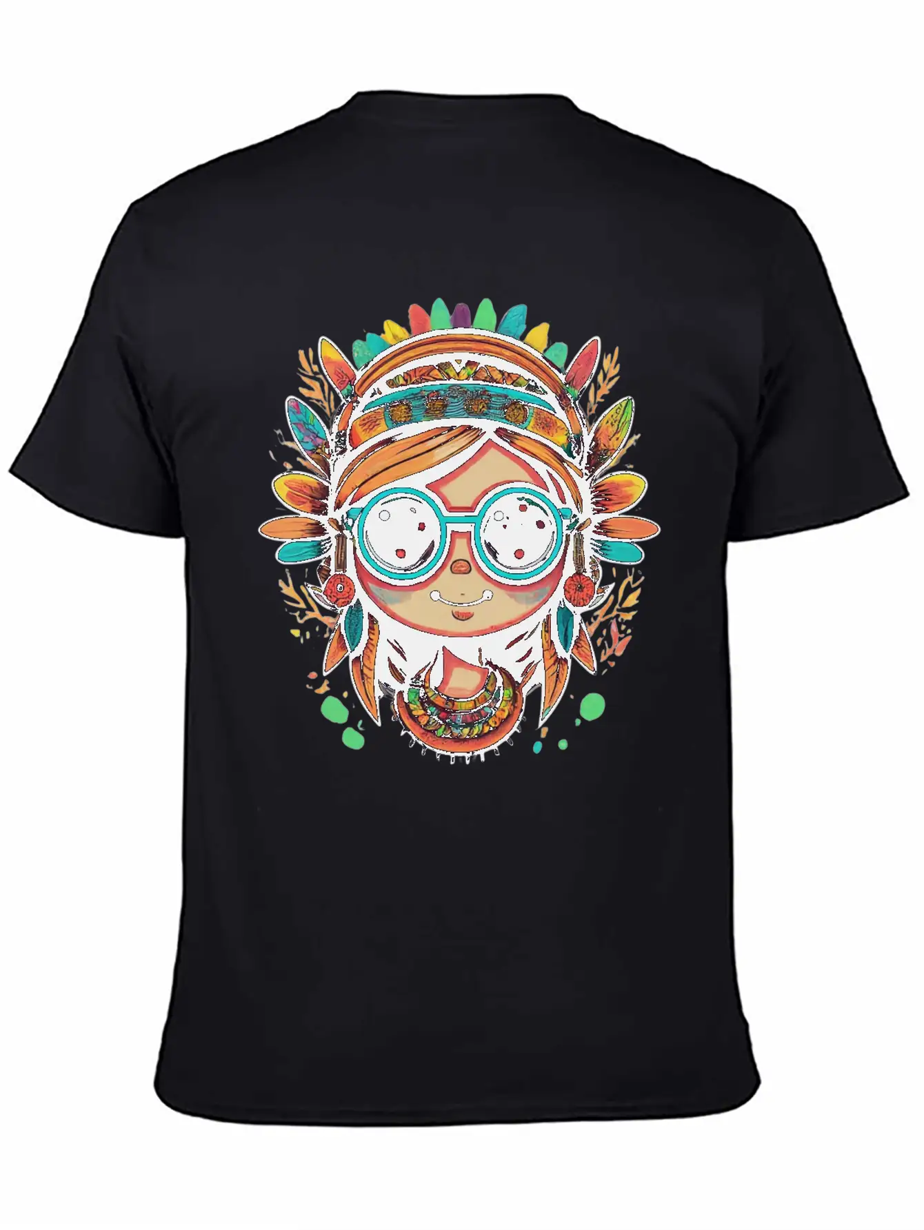 Tribal Girl Cartoon Unisex Casual T-Shirt – Clean Design For Daily Comfort
