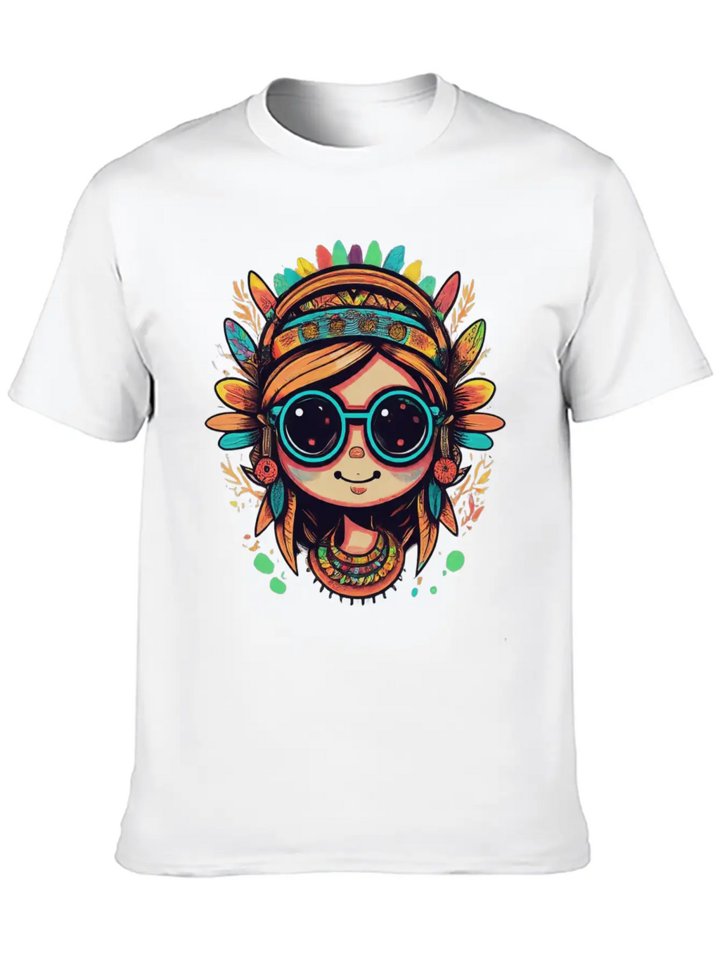 Tribal Girl Cartoon Unisex Casual T-Shirt – Clean Design For Daily Comfort