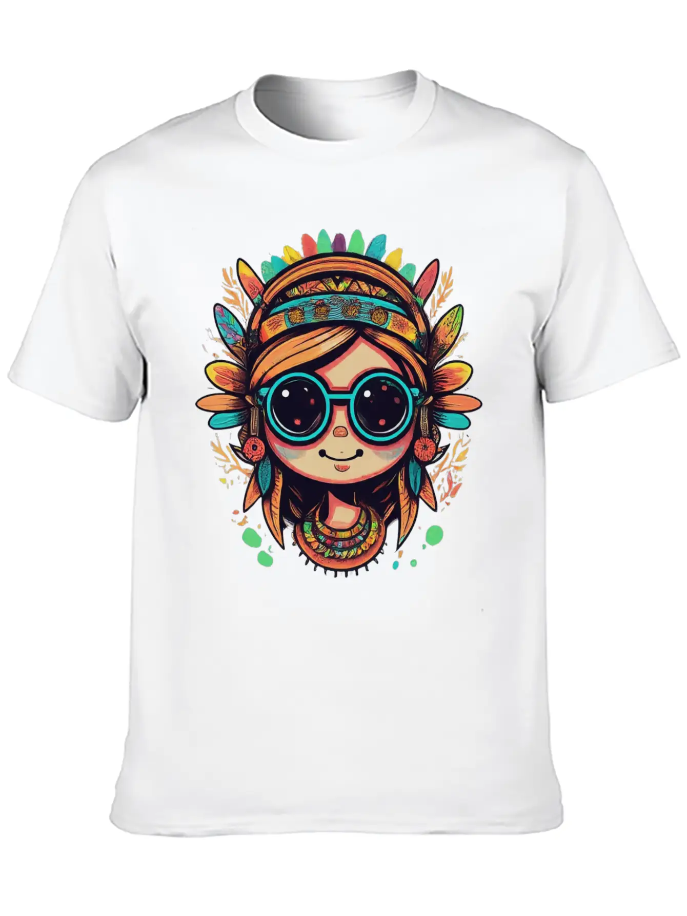 Tribal Girl Cartoon Unisex Casual T-Shirt – Clean Design For Daily Comfort