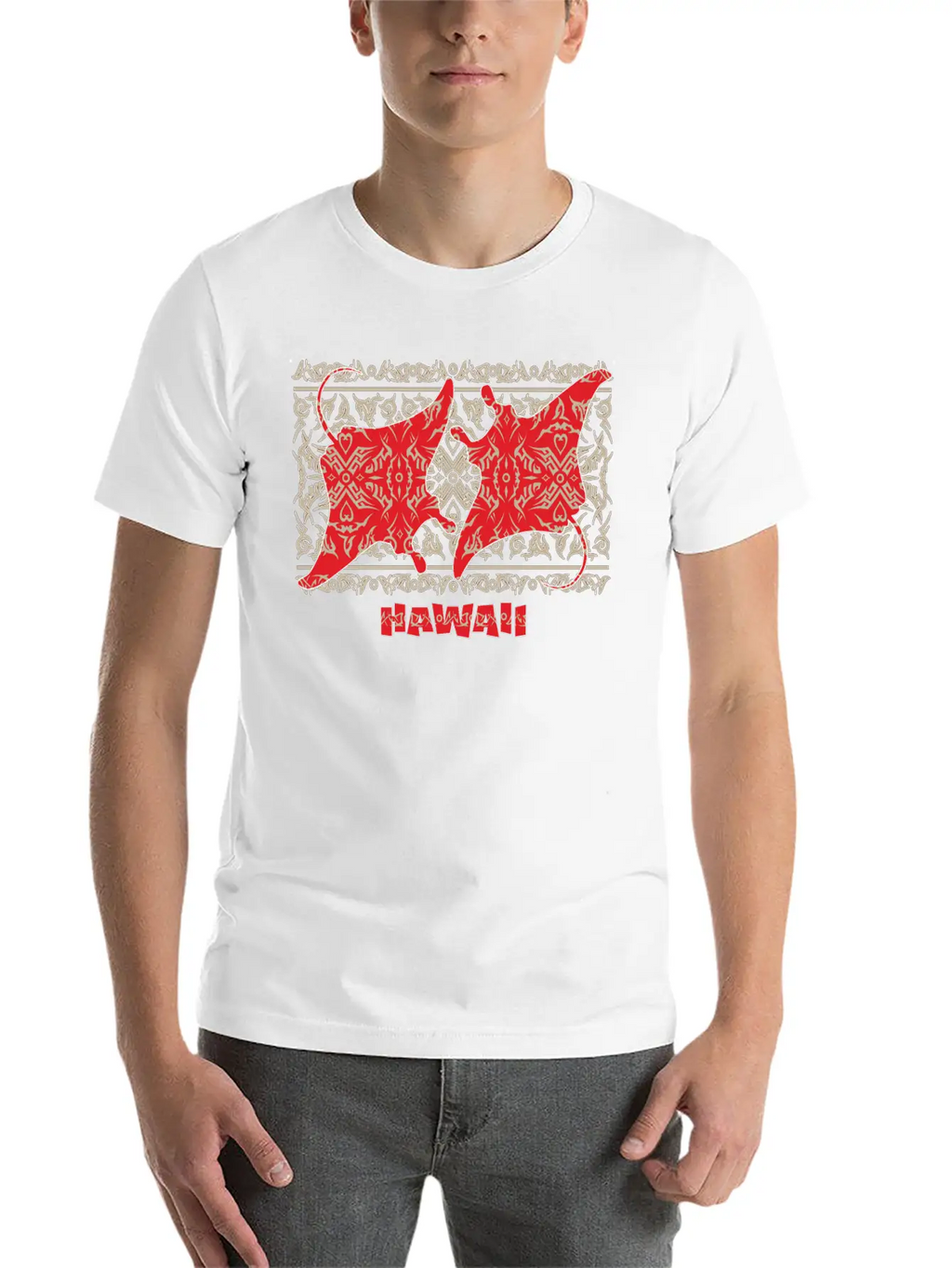 Tribal Manta Ray Red Breathable Soft Cotton T-Shirt – Timeless Casual Look