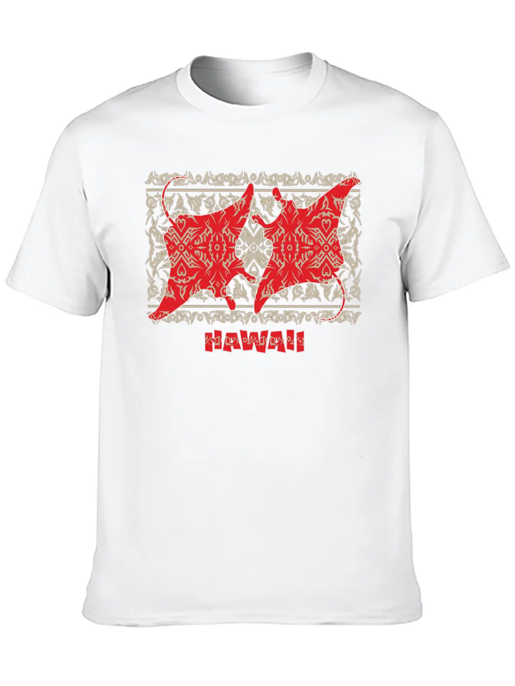 Tribal Manta Ray Red Breathable Soft Cotton T-Shirt – Timeless Casual Look