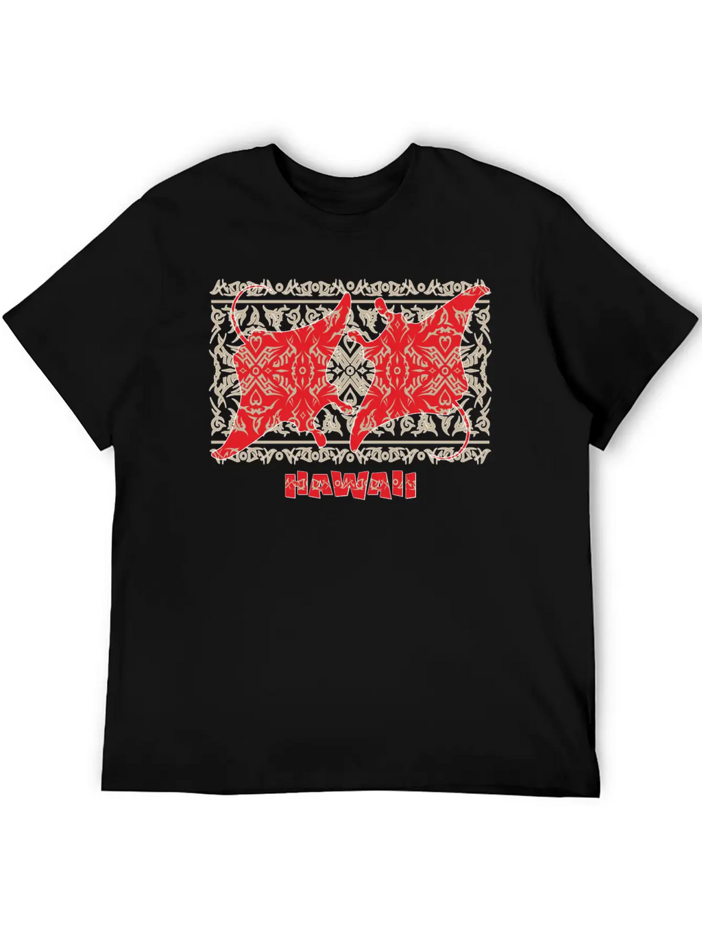 Tribal Manta Ray Red Breathable Soft Cotton T-Shirt – Timeless Casual Look