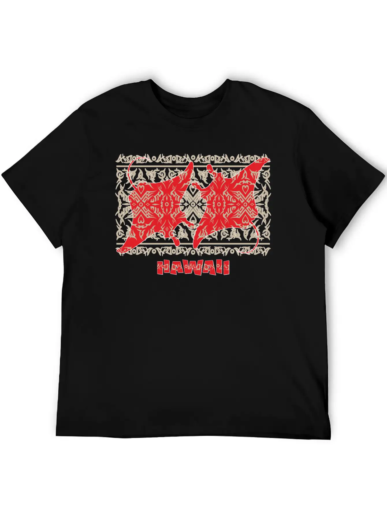 Tribal Manta Ray Red Breathable Soft Cotton T-Shirt – Timeless Casual Look