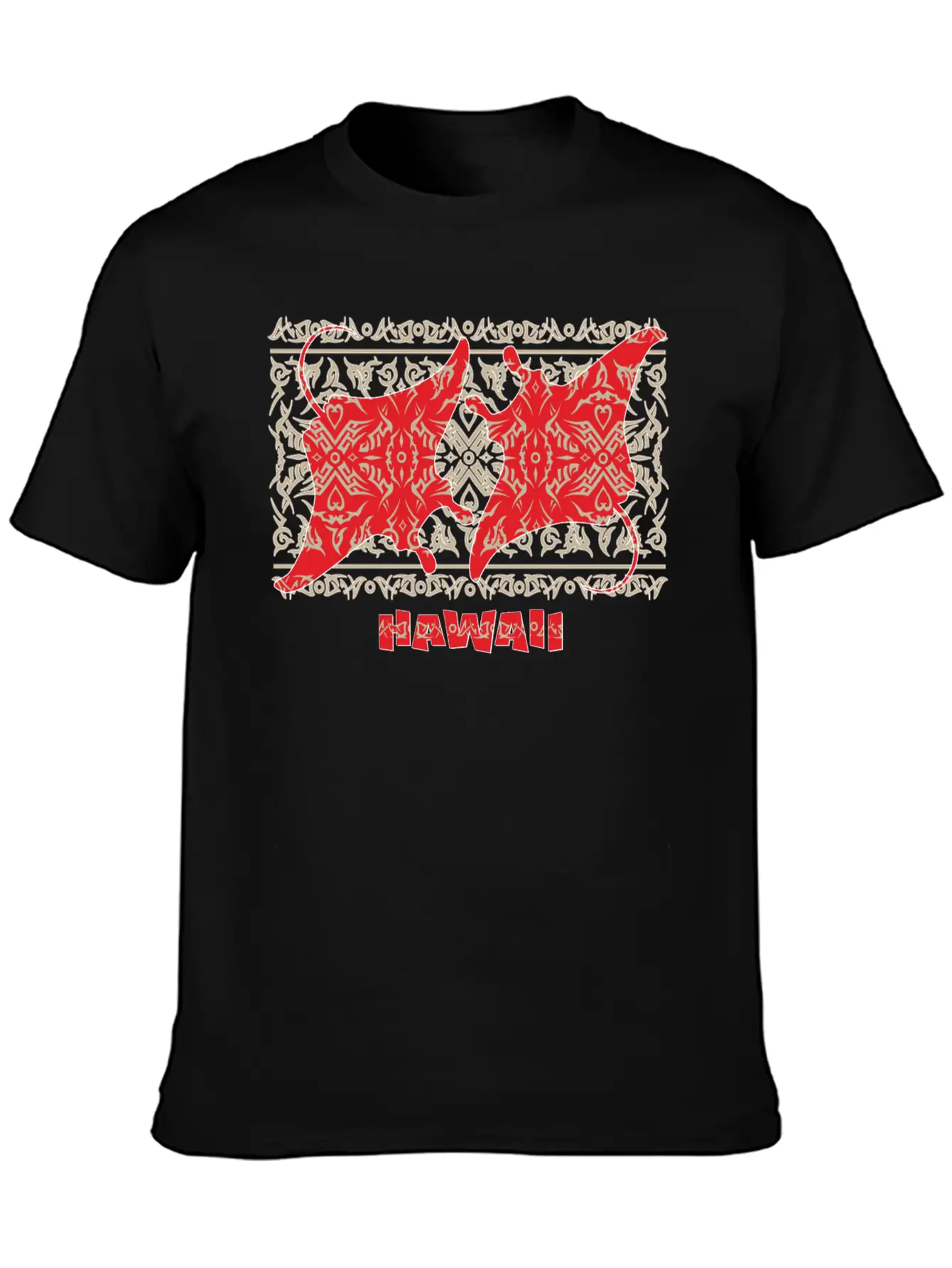Tribal Manta Ray Red Breathable Soft Cotton T-Shirt – Timeless Casual Look