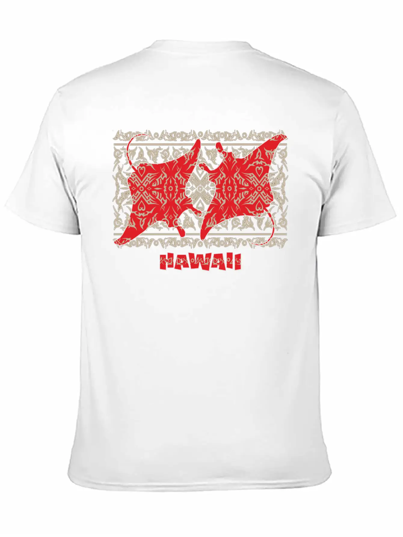 Tribal Manta Ray Red Breathable Soft Cotton T-Shirt – Timeless Casual Look