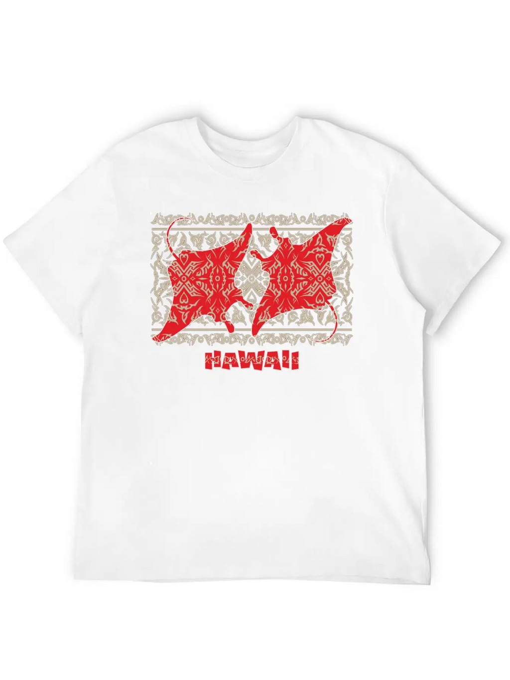 Tribal Manta Ray Red Breathable Soft Cotton T-Shirt – Timeless Casual Look