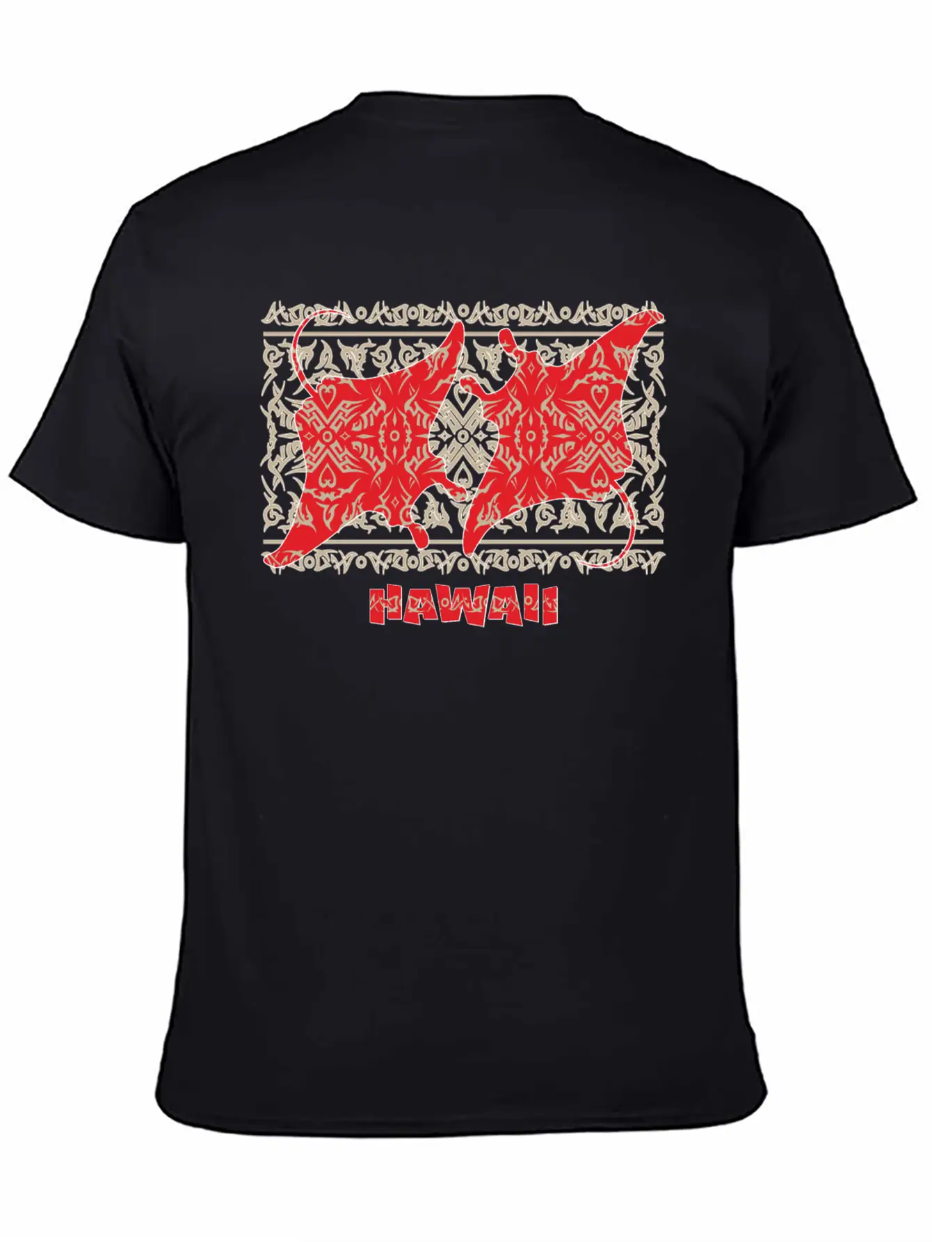 Tribal Manta Ray Red Breathable Soft Cotton T-Shirt – Timeless Casual Look