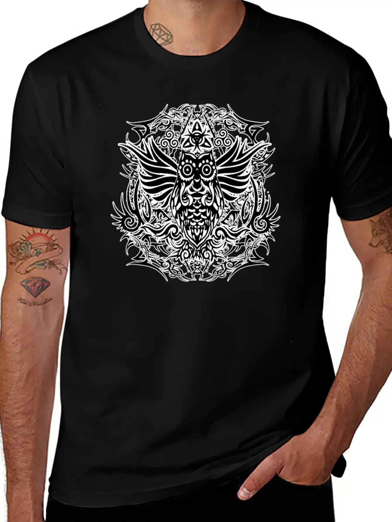 Tribal Owl Essential Cotton Tee For Daily Outfits – Unisex Style